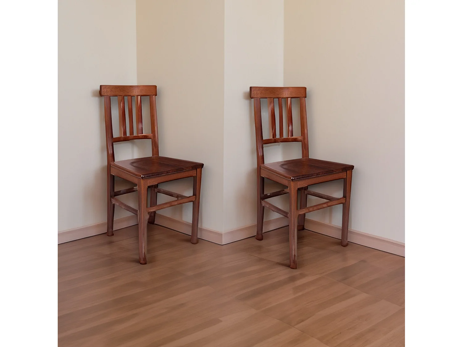 Soulik stoel, 2 stoelen, notenbruin, kleurverloop notenframe, frame van massief hout