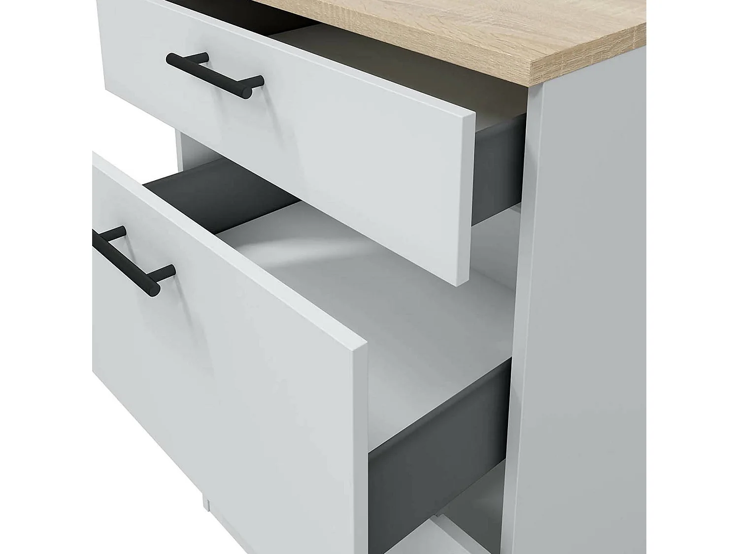 Despensa de cocina Sirea, 3 cajones, 60x60x90h cm blanca, mueble de cocina, apertura corredera, cierre soft close