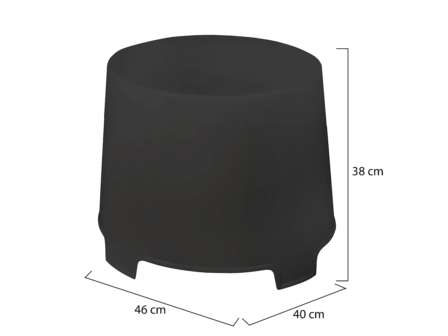 Tavolino da Esterno Crudup, 2 Posti Made in Italy, 46x40x38h cm Nero Antracite, Tavolo Tavolo Rotondo, Finitura Liscia