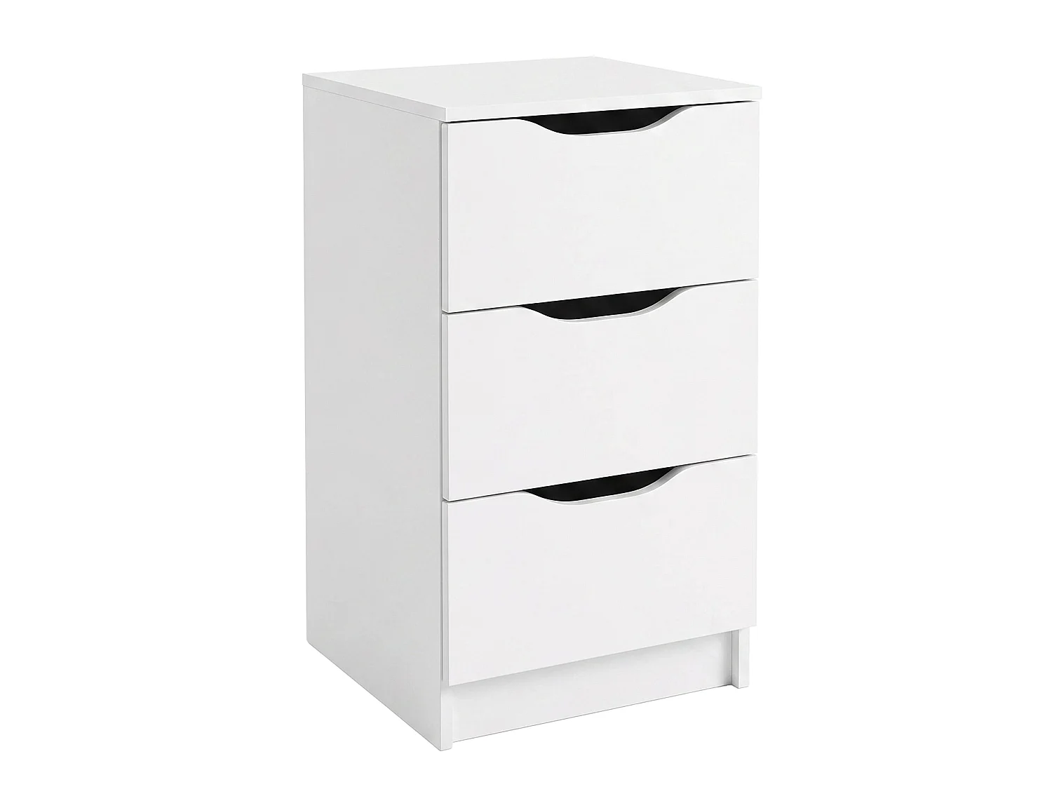 Comodino Ponte, 3 Cassetti, 71x40x40h cm Bianco, un Ripiano, Apertura Scorrevole
