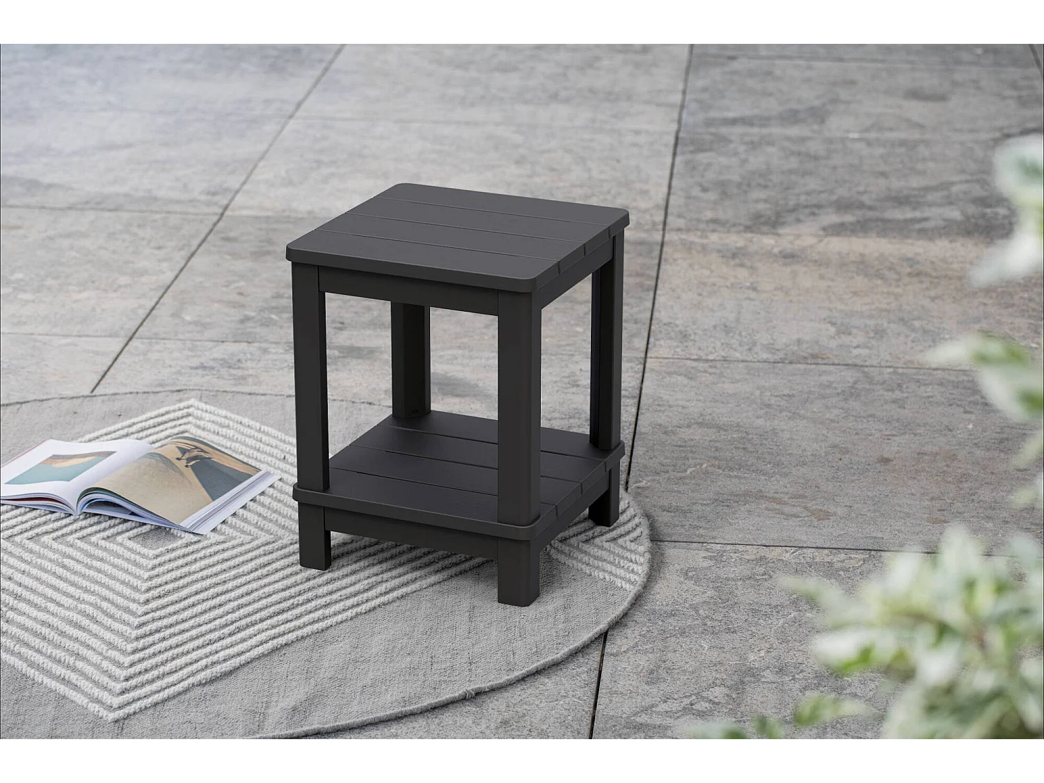 Tavolino da Esterno Cornwall, 4 Posti, 40.5x40.5x52h cm Nero Antracite