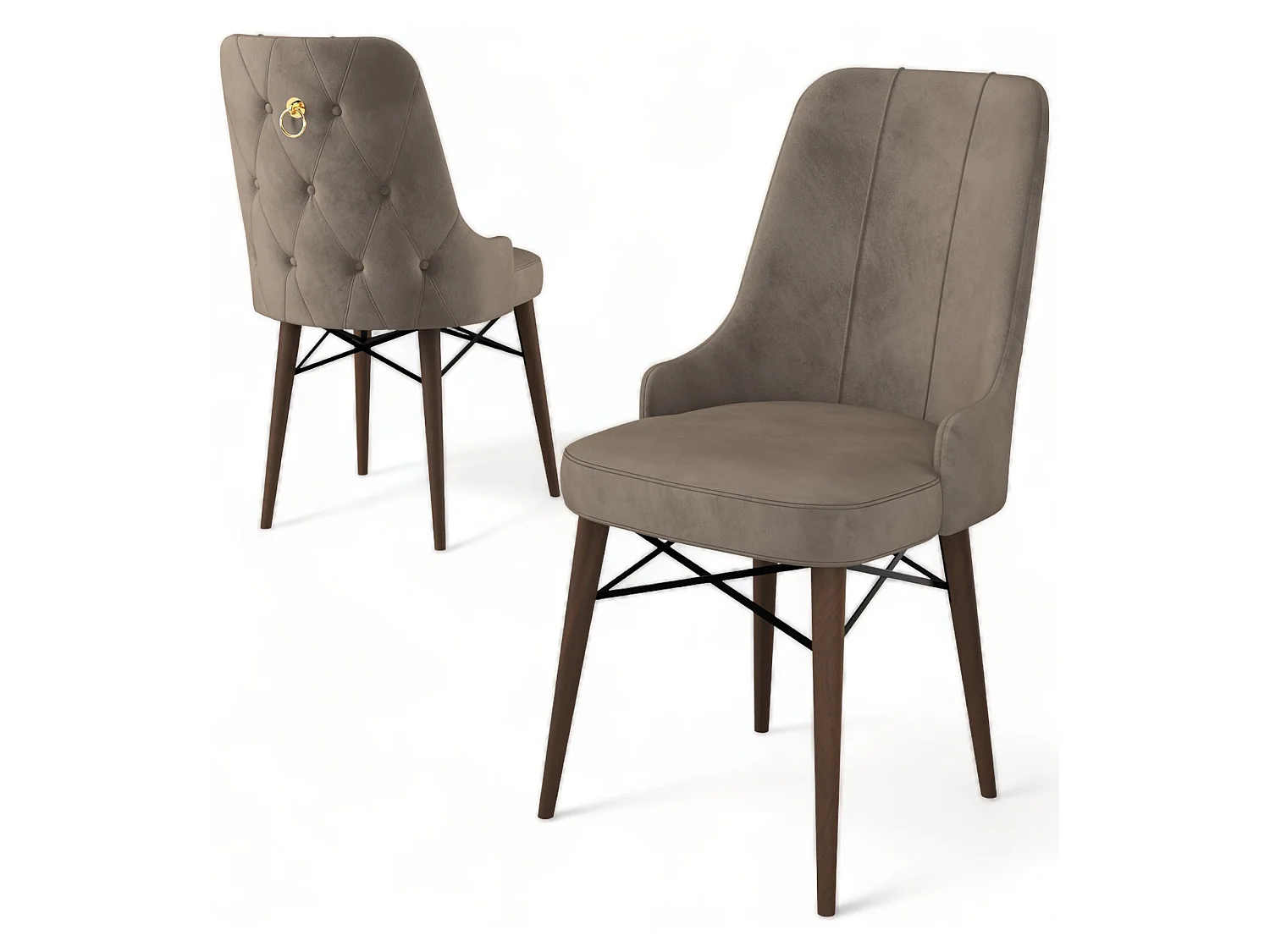 Chaise Cressa, 6 chaises, marron, rembourrée, supporte 120 kg