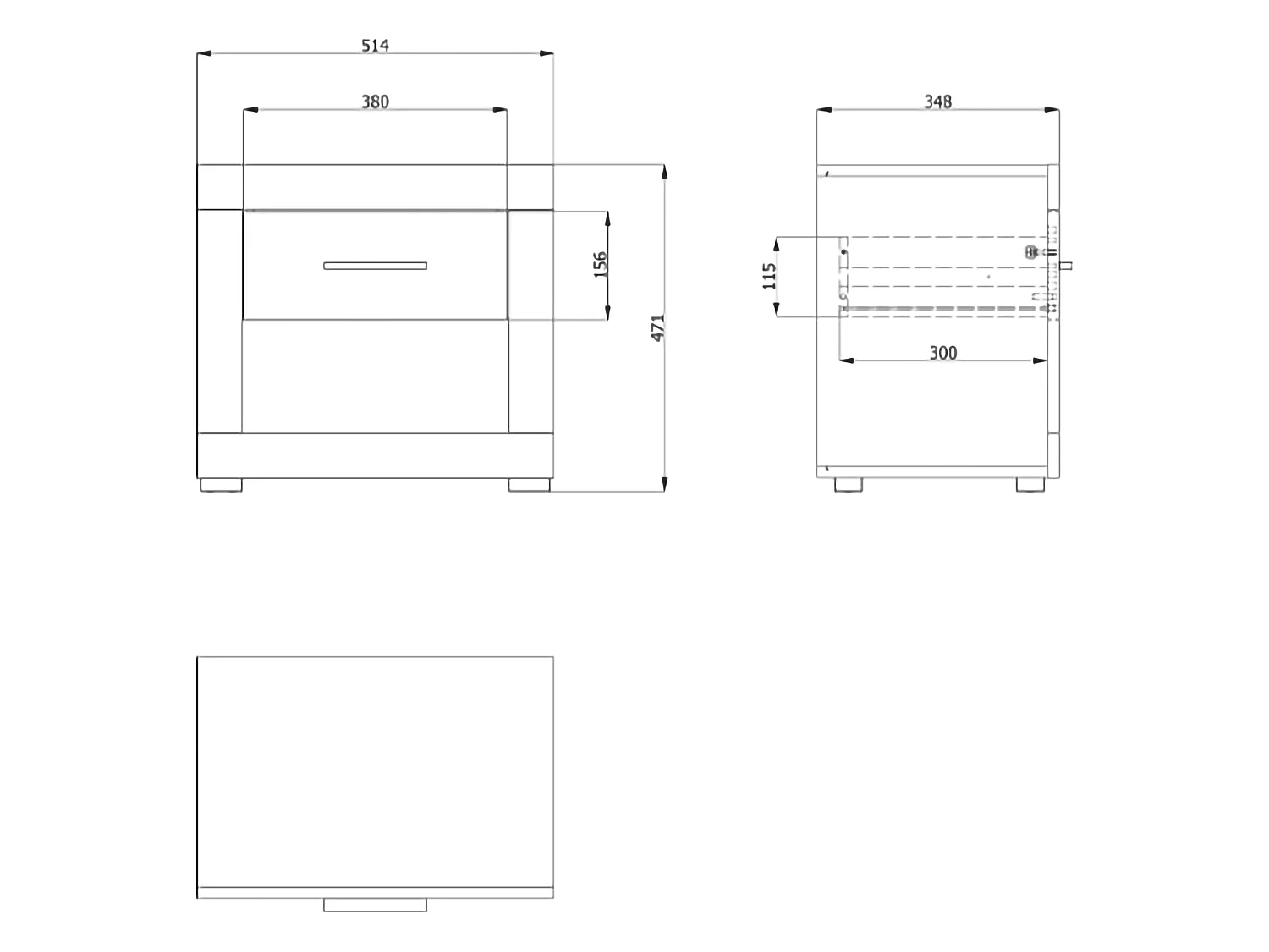 Comodino Varkal, un Cassetto, 52x35x47h cm Marrone Rovere, 2 Ripiani, Apertura Scorrevole