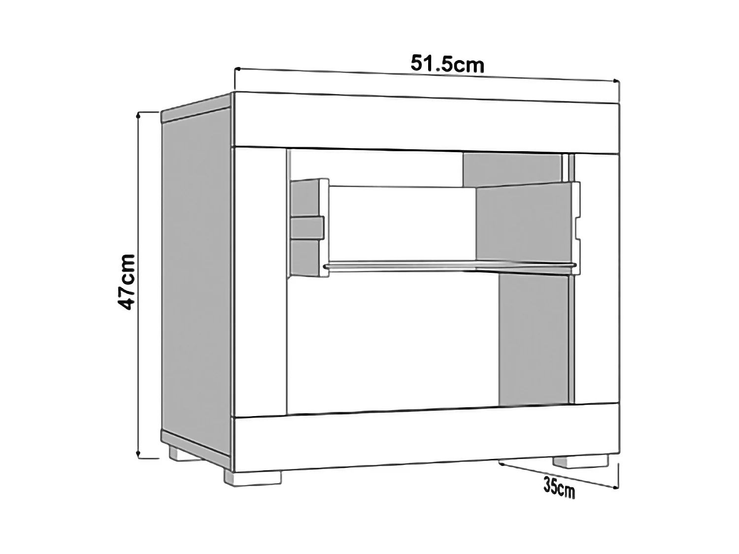 Comodino Varkal, un Cassetto, 52x35x47h cm Marrone Rovere, 2 Ripiani, Apertura Scorrevole