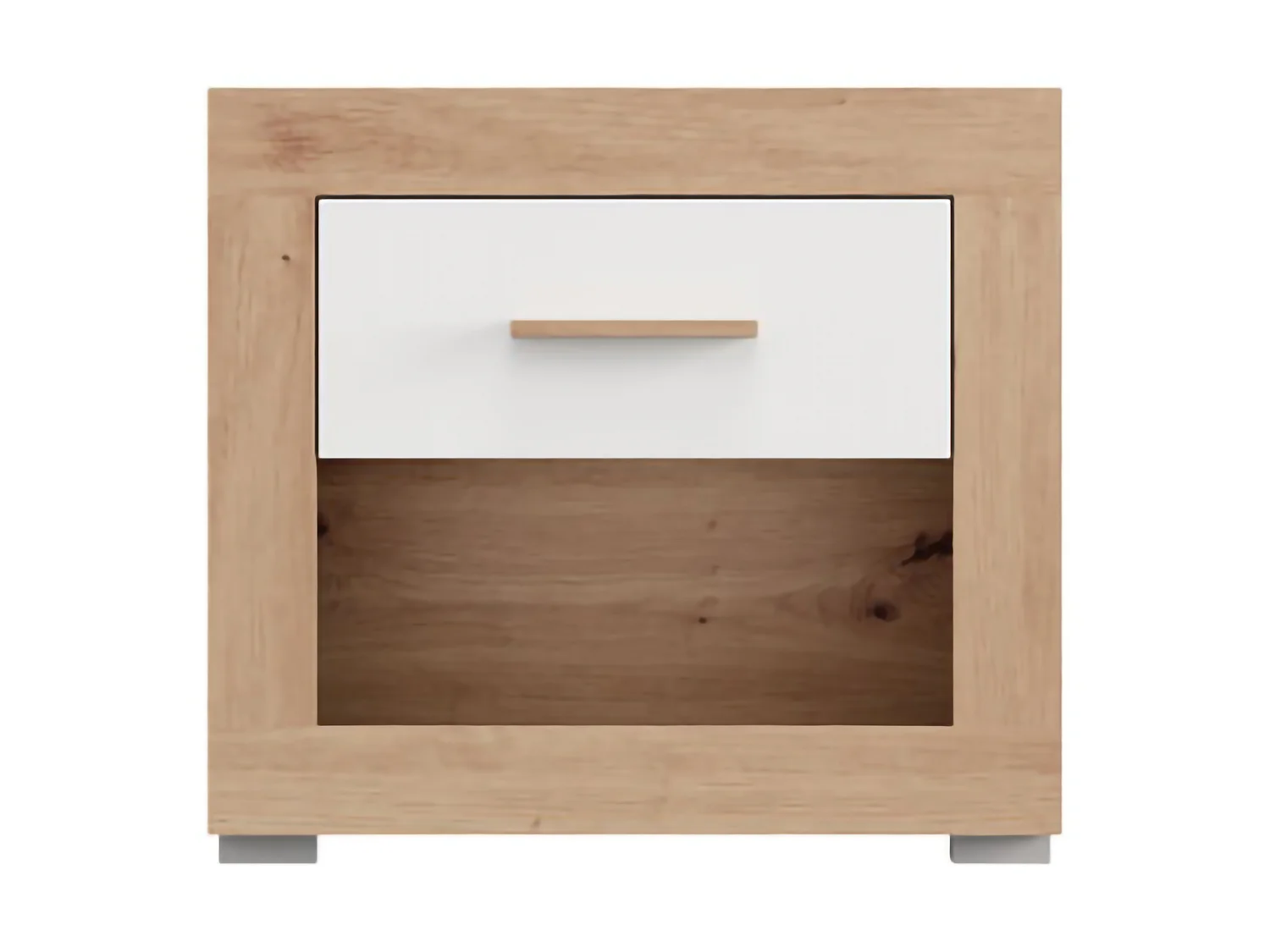 Comodino Varkal, un Cassetto, 52x35x47h cm Marrone Rovere, 2 Ripiani, Apertura Scorrevole