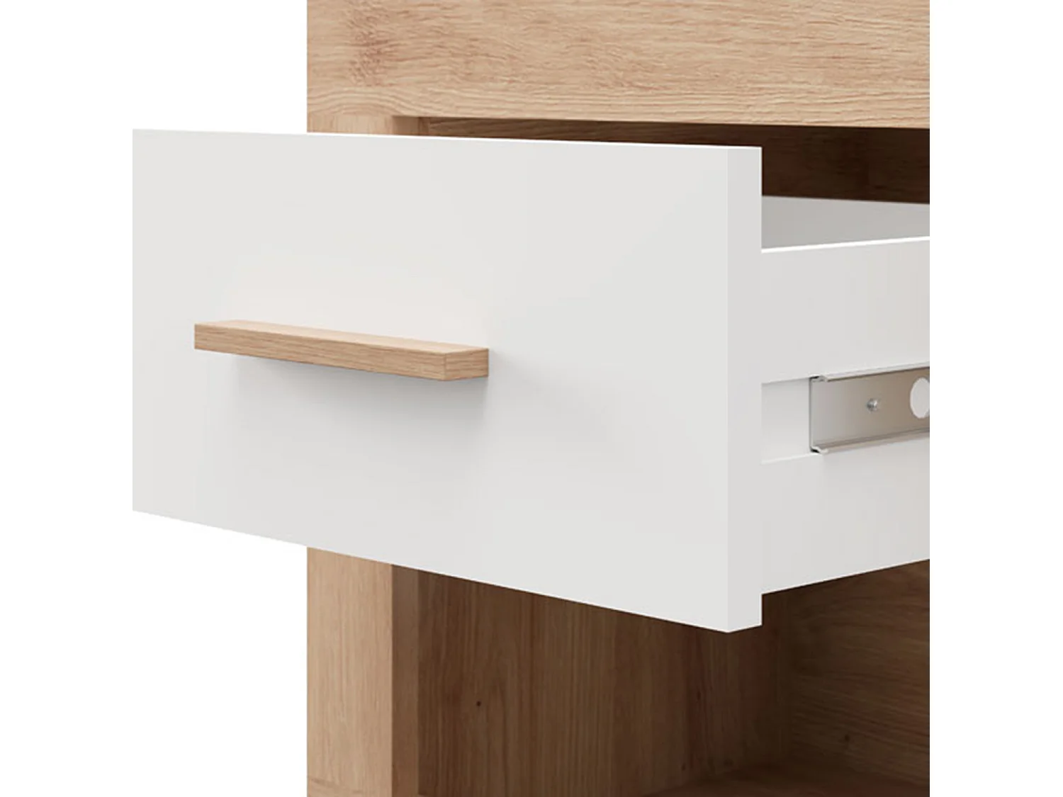 Comodino Varkal, un Cassetto, 52x35x47h cm Marrone Rovere, 2 Ripiani, Apertura Scorrevole