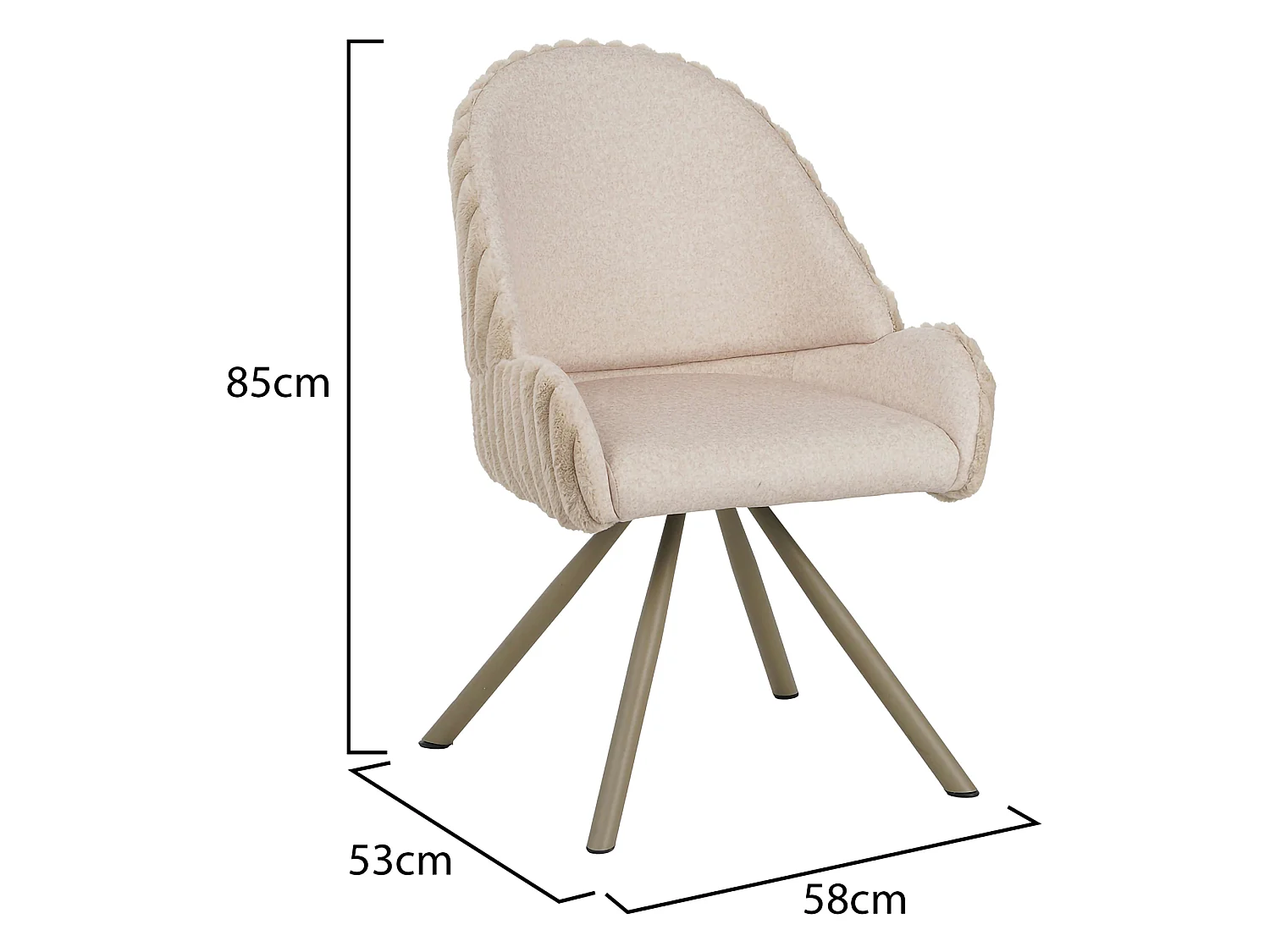Chaise Kinna, 2 Chaises, Blanc Crème, Rembourrée, Teinte de Structure Crème