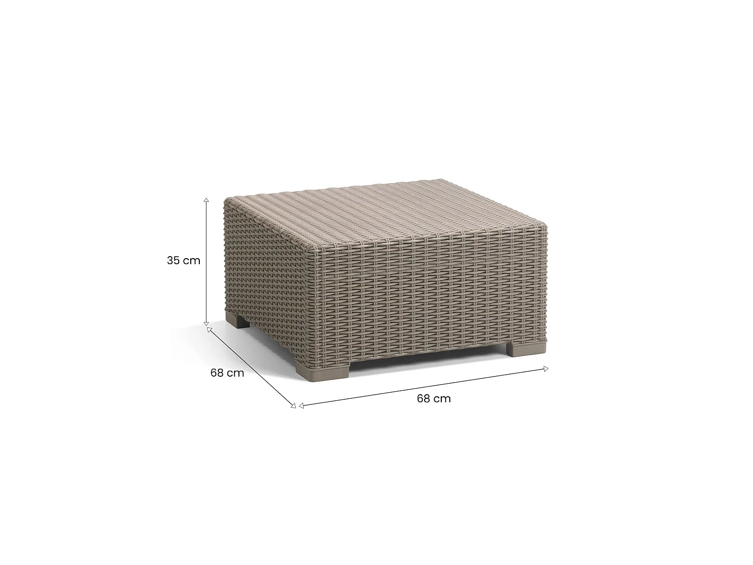 Tavolino da Esterno Parksville, 6 Posti, 68x68x35h cm Grigio Tortora