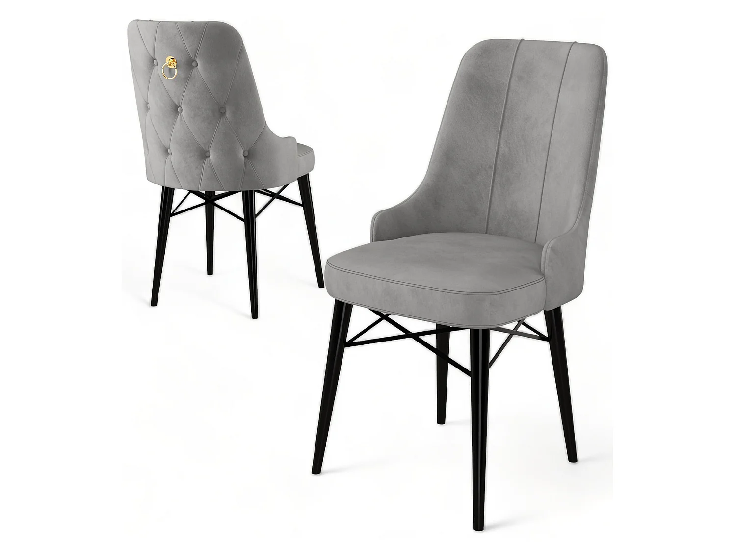 Cressa-Stuhl, 6 Stühle, Grau, Gepolstert, Tragkraft 120 kg