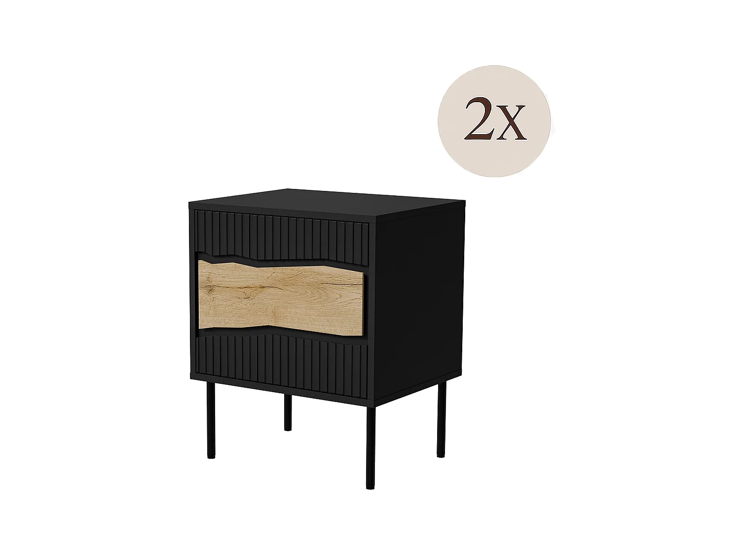 Mesa de cabeceira Ussana, uma prateleira, 50x40x62h cm Preto, Abertura de batente, Uma porta