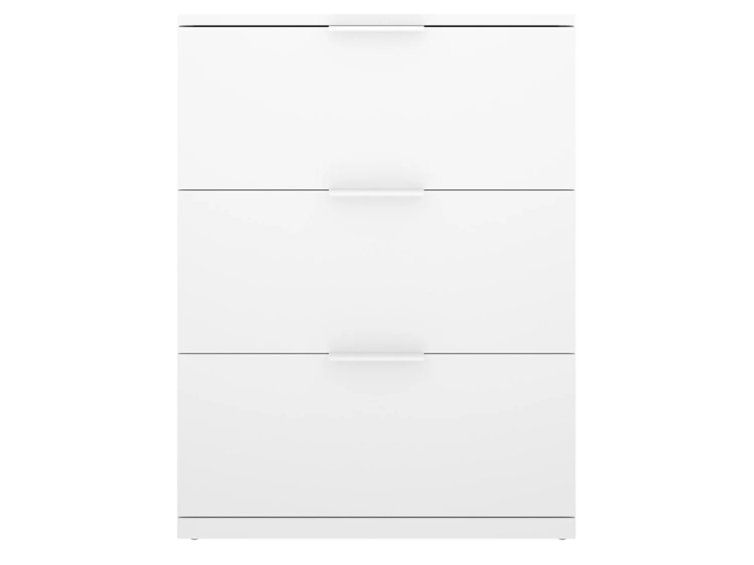 Comodino Blythe, un Ripiano, 34x42x57h cm Bianco, 3 Cassetti, Apertura Scorrevole