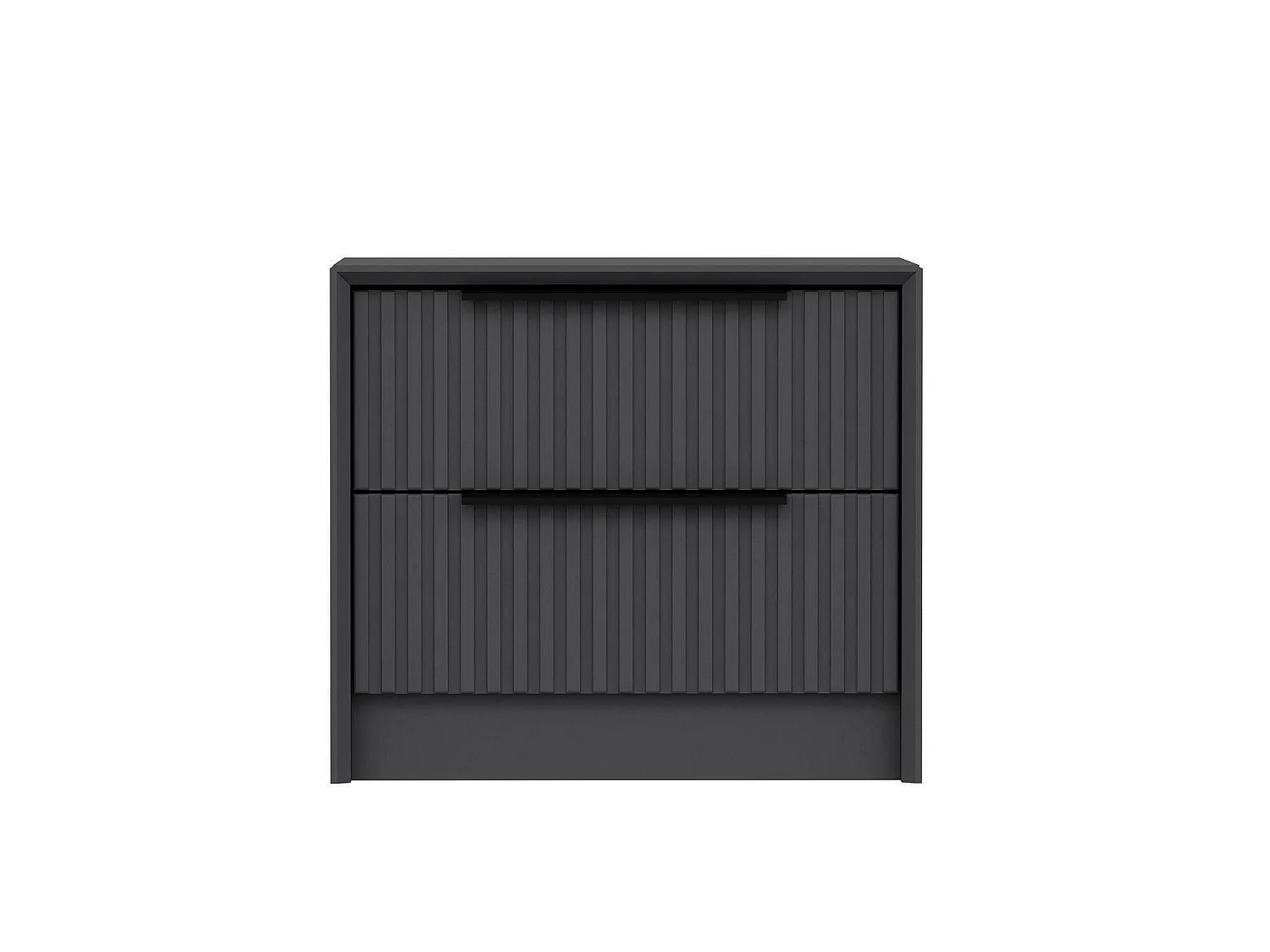 Comodino Moke, 2 Cassetti, 45x45x53h cm Nero Antracite, un Ripiano, Apertura Scorrevole