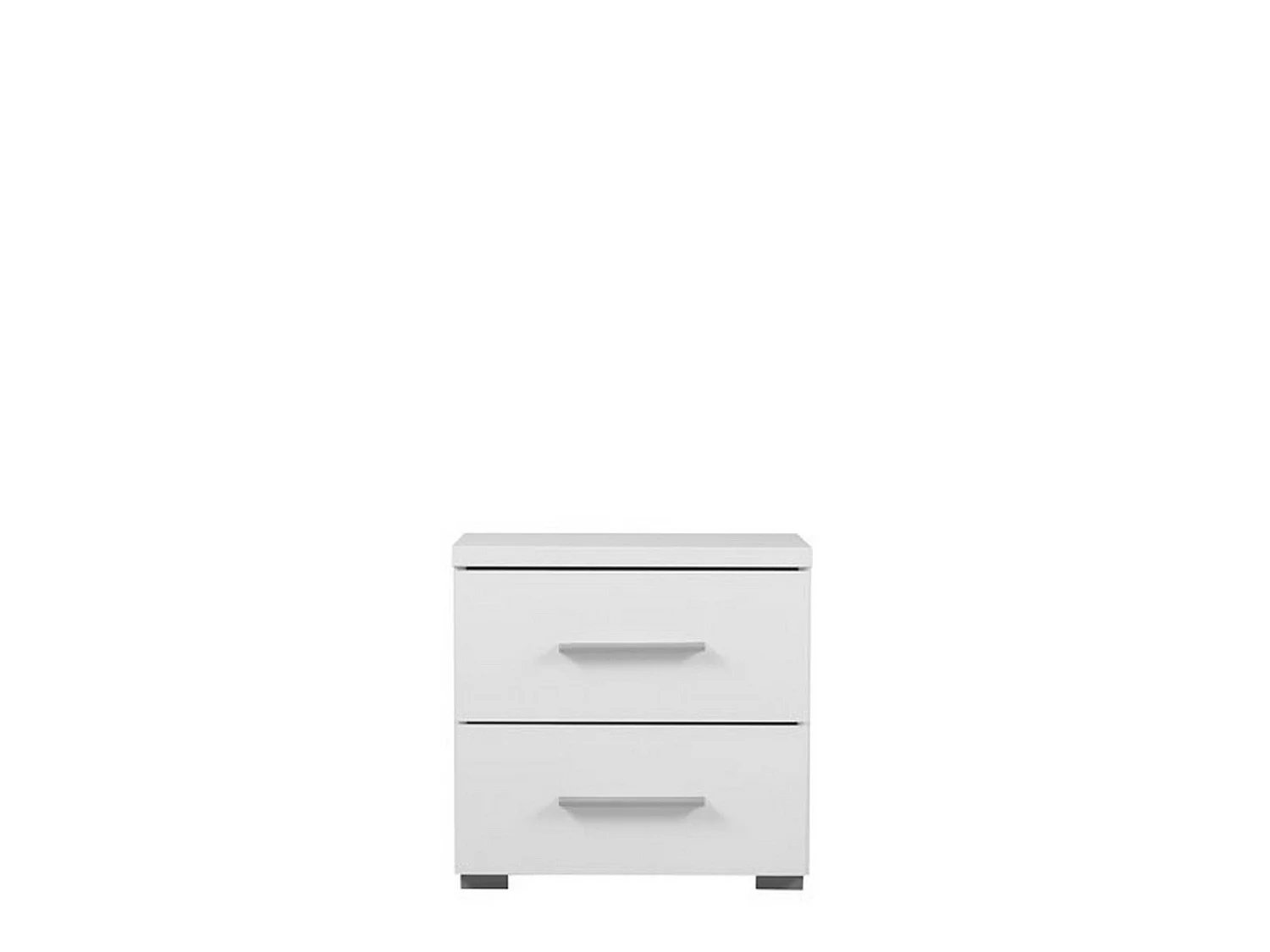 Comodino Colliano, un Ripiano, 45x34x43h cm Bianco, 2 Cassetti, Apertura Scorrevole