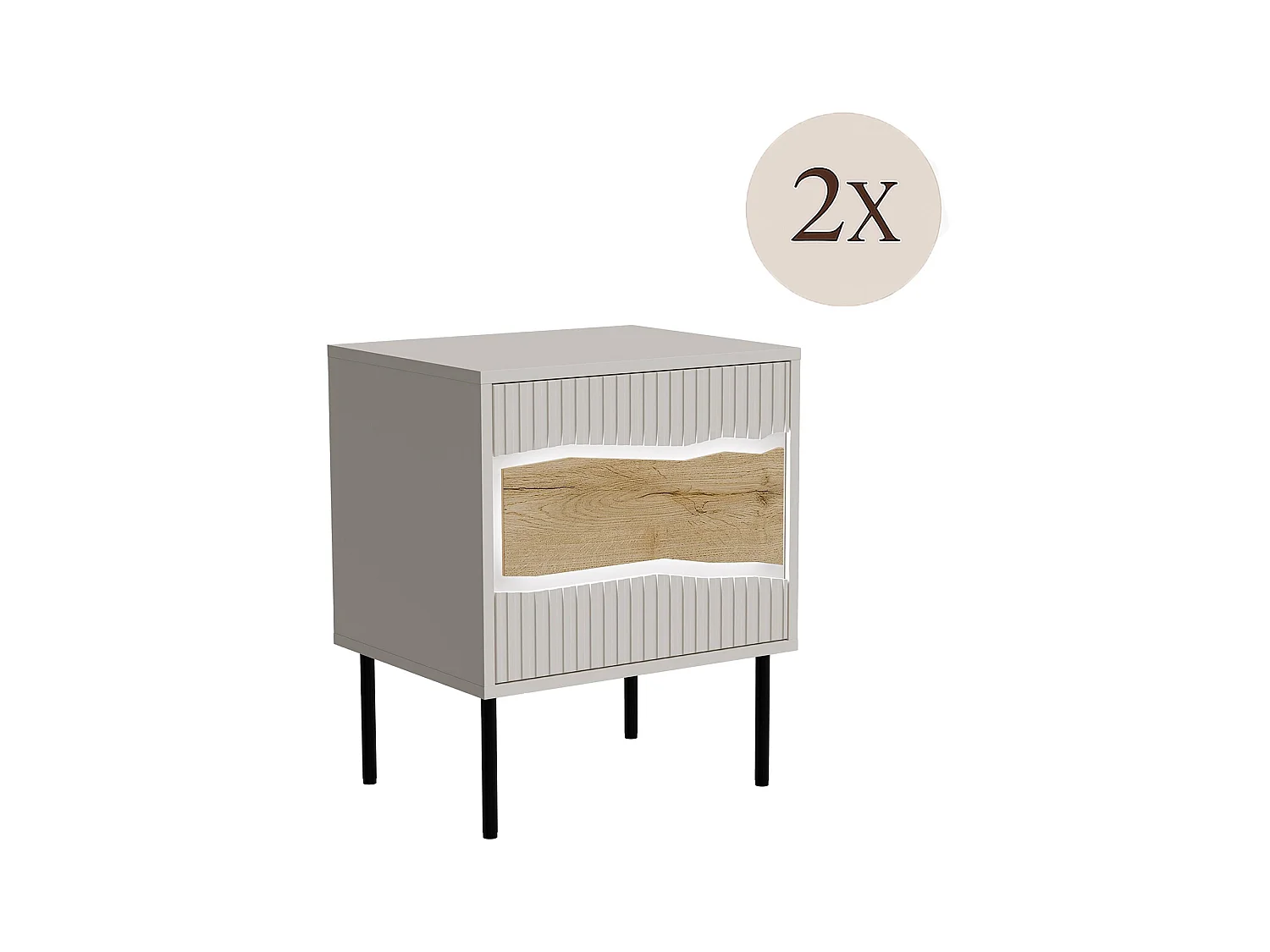 Nachtkastje Ussana, één legplank, 50x40x62h cm beige, draaideur, één deur