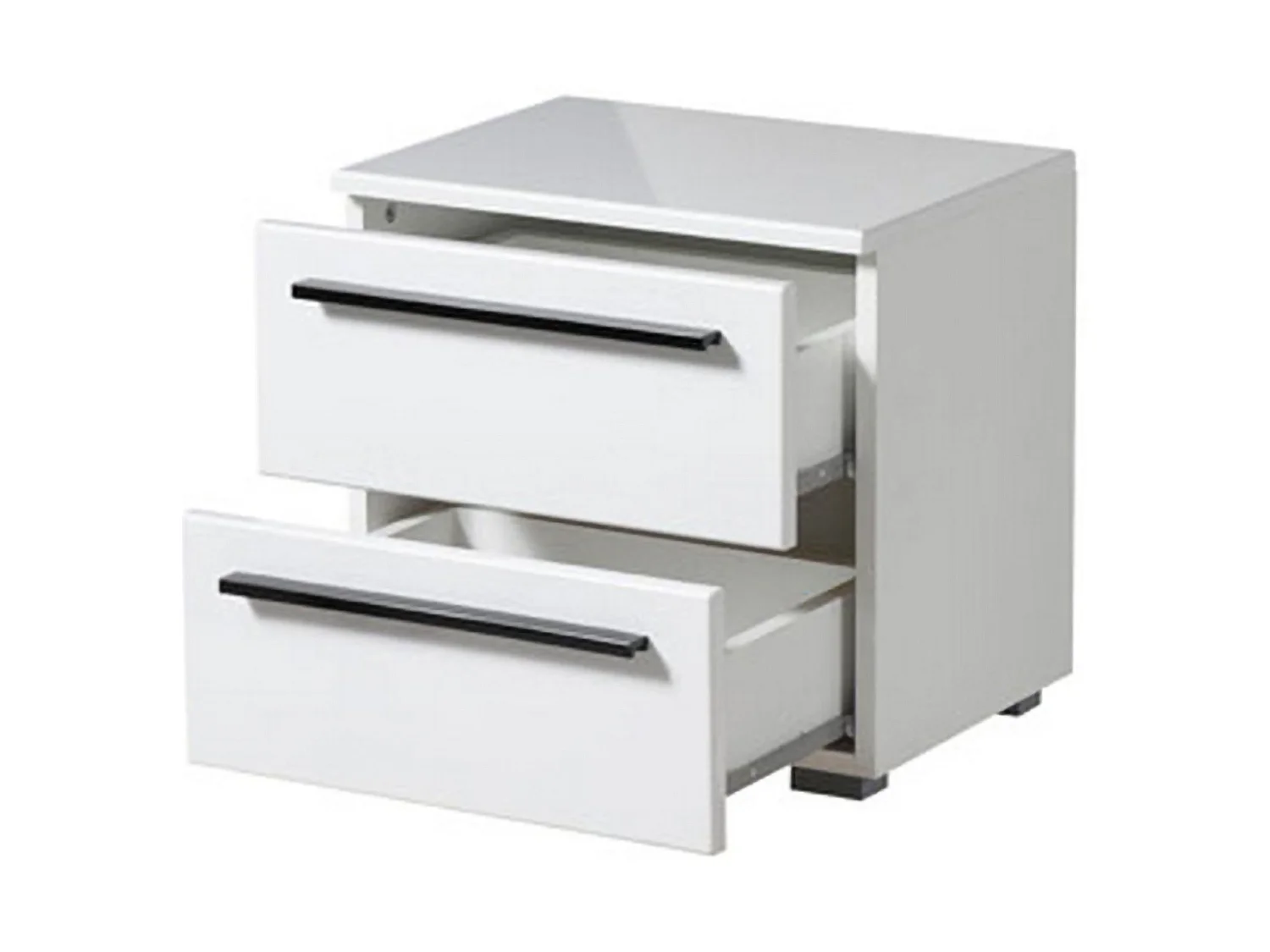 Comodino Mosso, 2 Cassetti, 45x34x43h cm Bianco, un Ripiano, Apertura Scorrevole