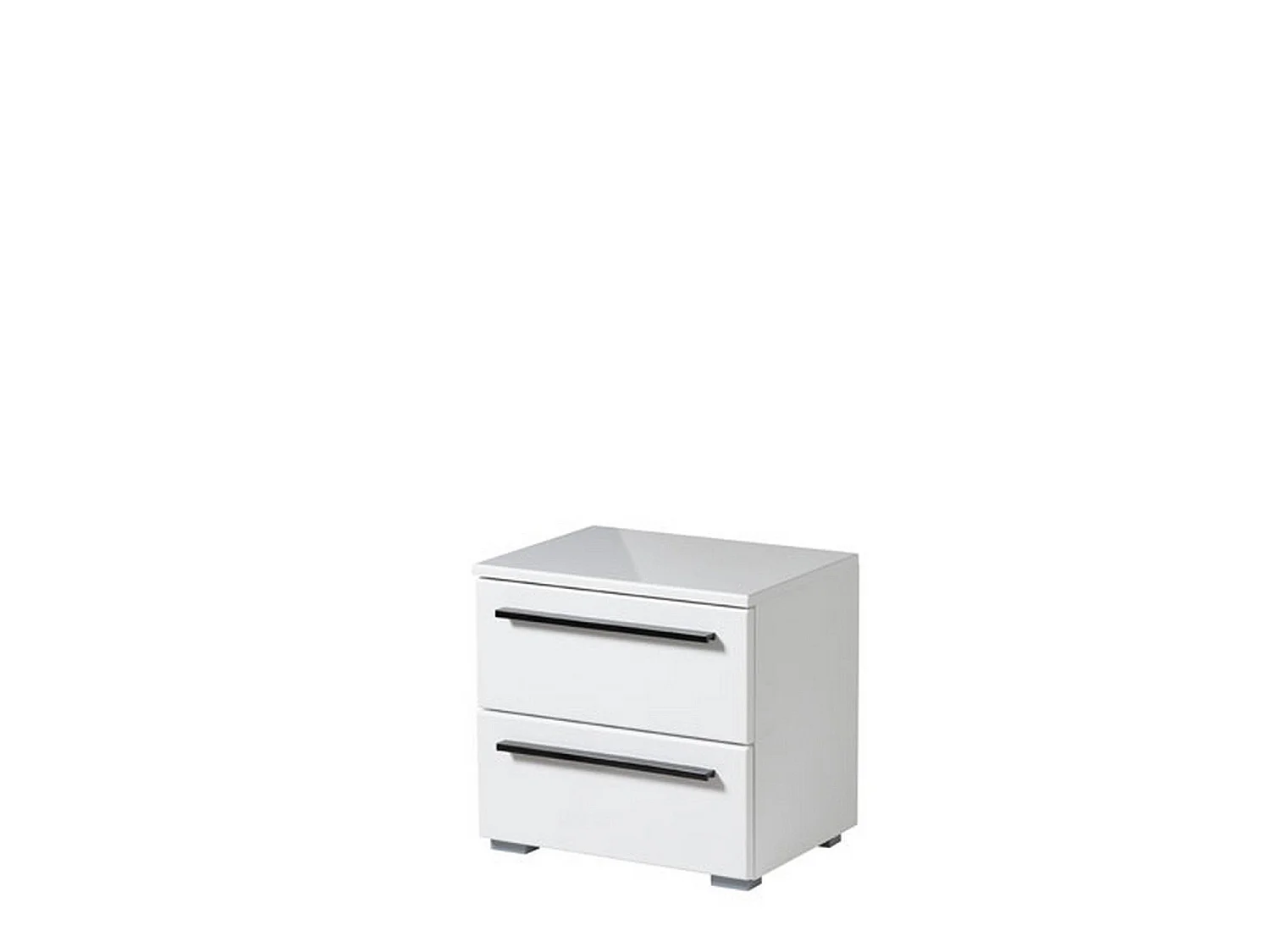 Comodino Mosso, 2 Cassetti, 45x34x43h cm Bianco, un Ripiano, Apertura Scorrevole