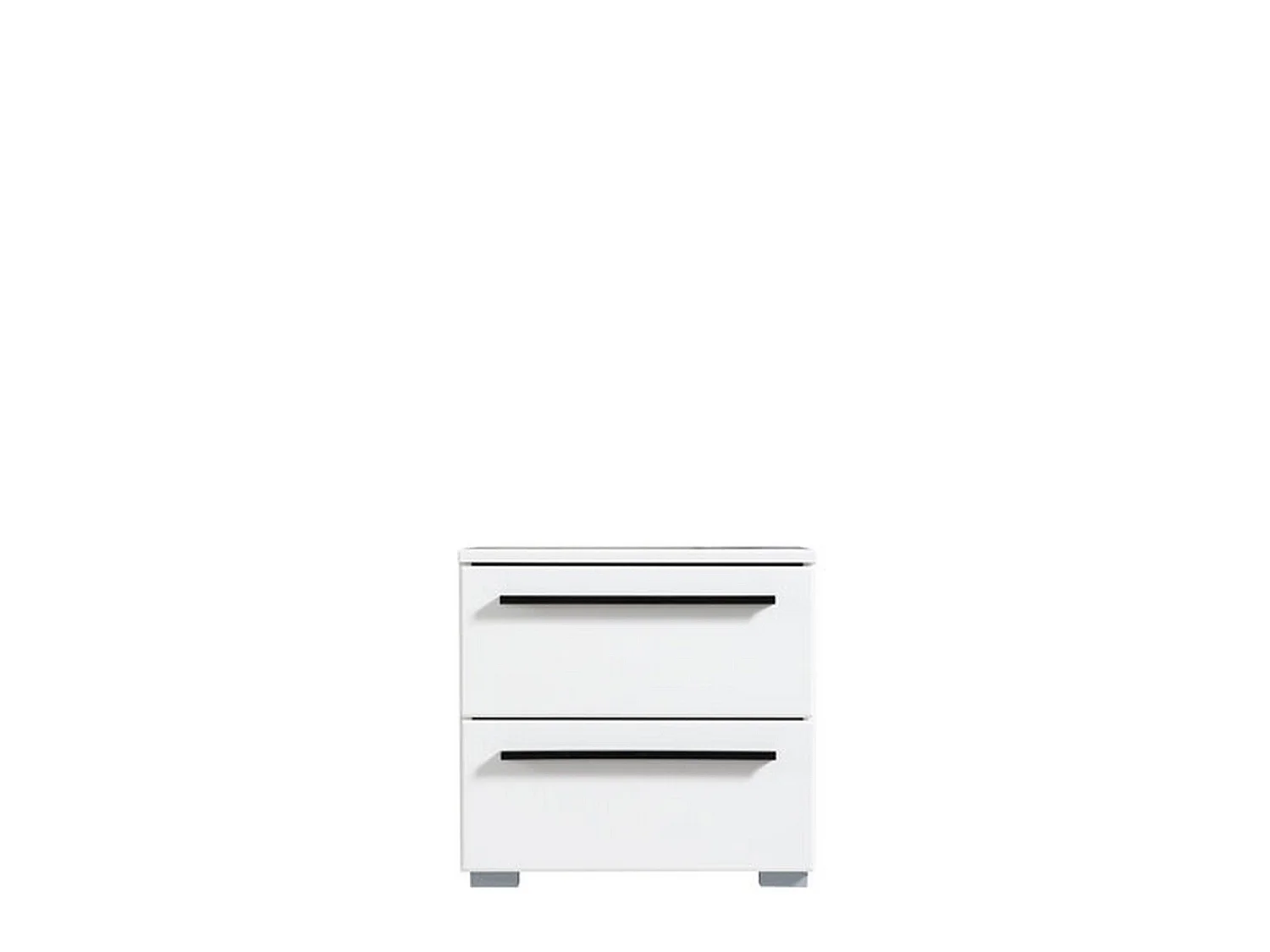 Comodino Mosso, 2 Cassetti, 45x34x43h cm Bianco, un Ripiano, Apertura Scorrevole