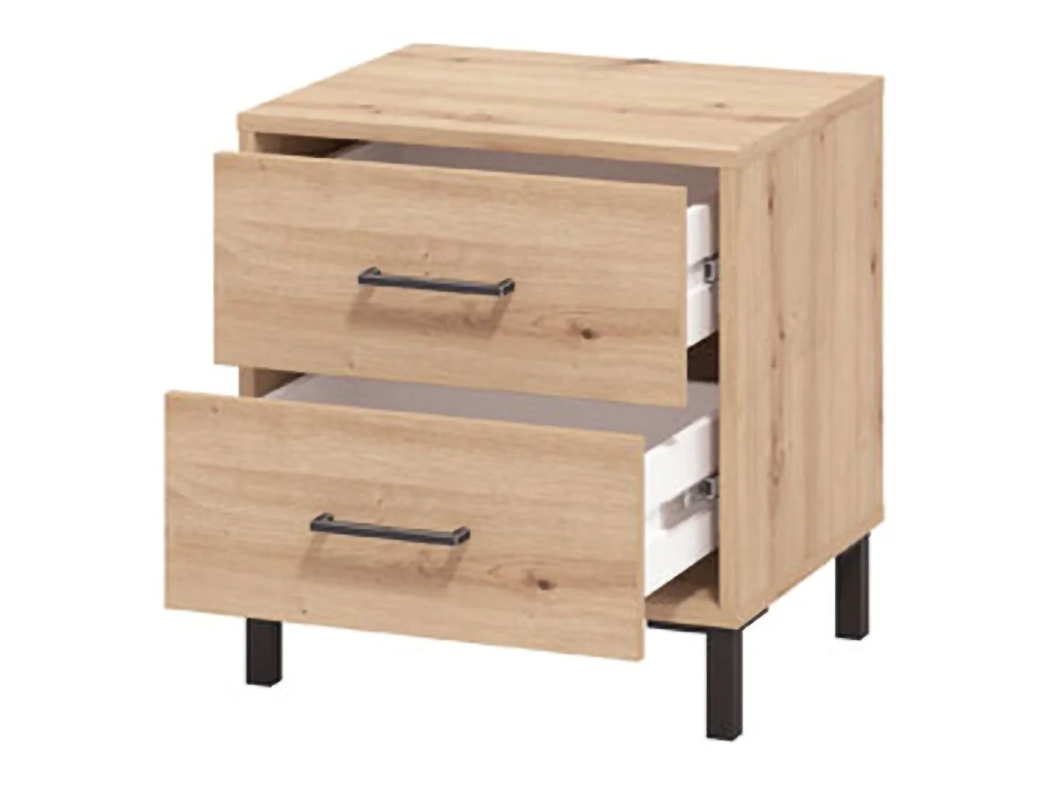 Comodino Clanezzo, 2 Cassetti, 48x40x52h cm Marrone Rovere Nodi, un Ripiano, Apertura Scorrevole