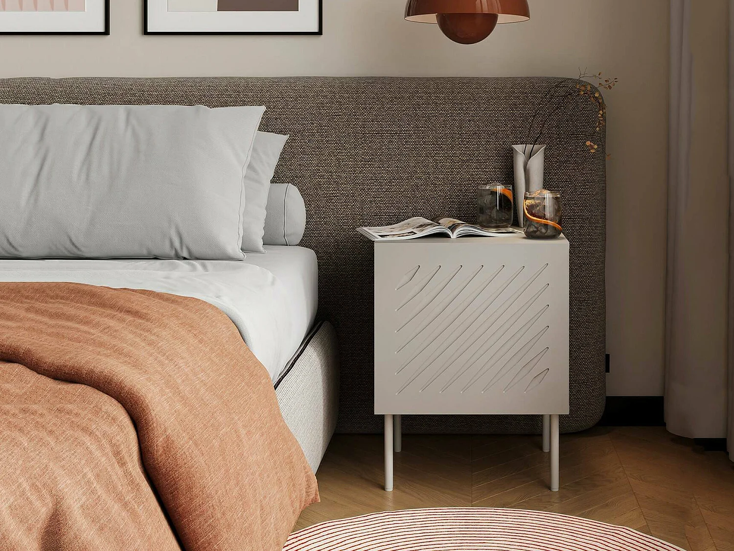 Nachttafel Tondela, één legplank, 45x42x59h cm beige, draaideur, één deur