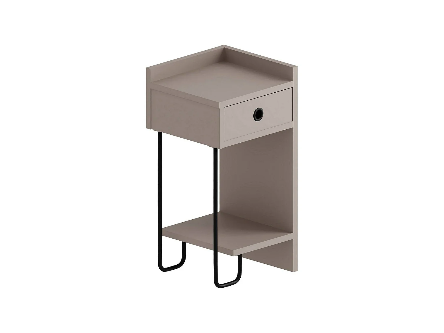 Comodino Halola, un Cassetto, 32x30x61h cm Grigio Tortora, 2 Ripiani, Apertura Scorrevole