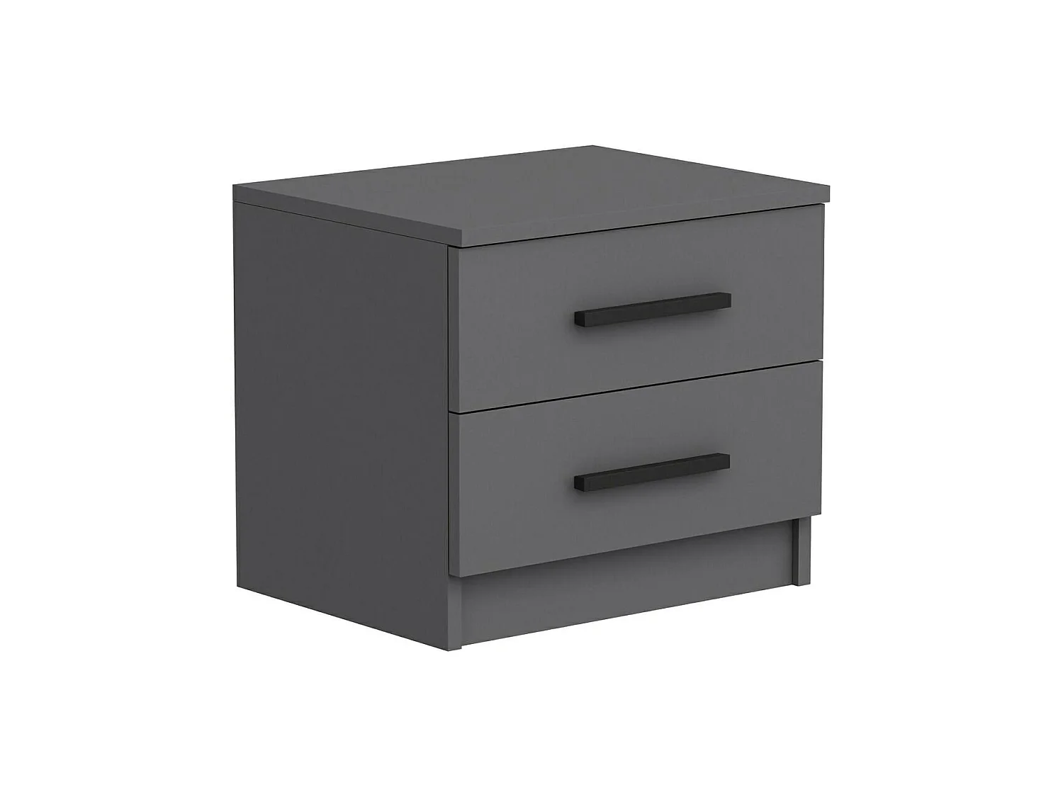 Comodino Iune, 2 Cassetti, 50x47x40h cm Nero Antracite, un Ripiano, Apertura Scorrevole