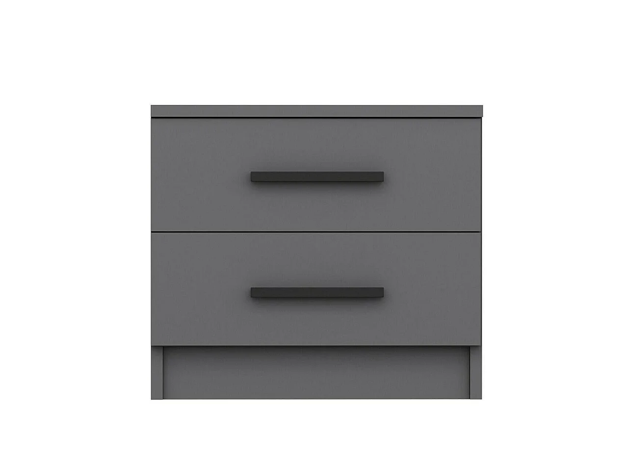Comodino Iune, 2 Cassetti, 50x47x40h cm Nero Antracite, un Ripiano, Apertura Scorrevole