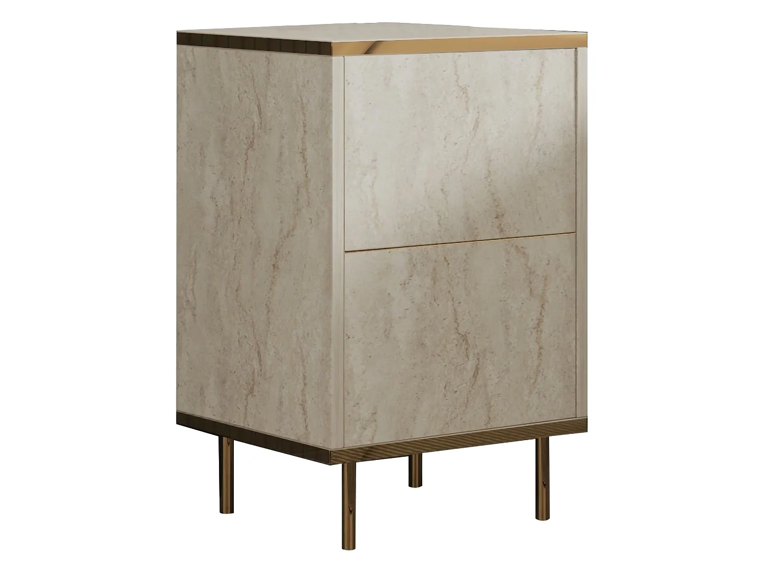 Comodino Vestone, un Ripiano, 40x35x60h cm Beige Marmo, Apertura Battente, Un'anta
