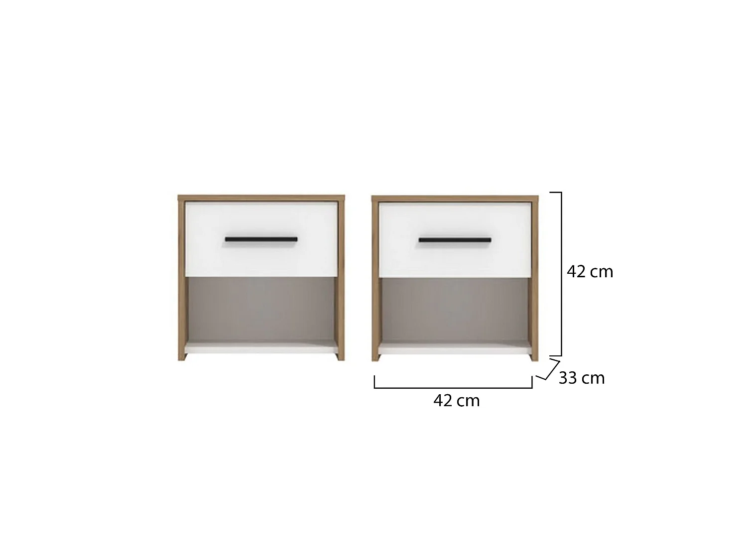 Comodino Secli, un Cassetto, 42x33x42h cm Marrone Rovere Nodi, un Ripiano, Apertura Scorrevole