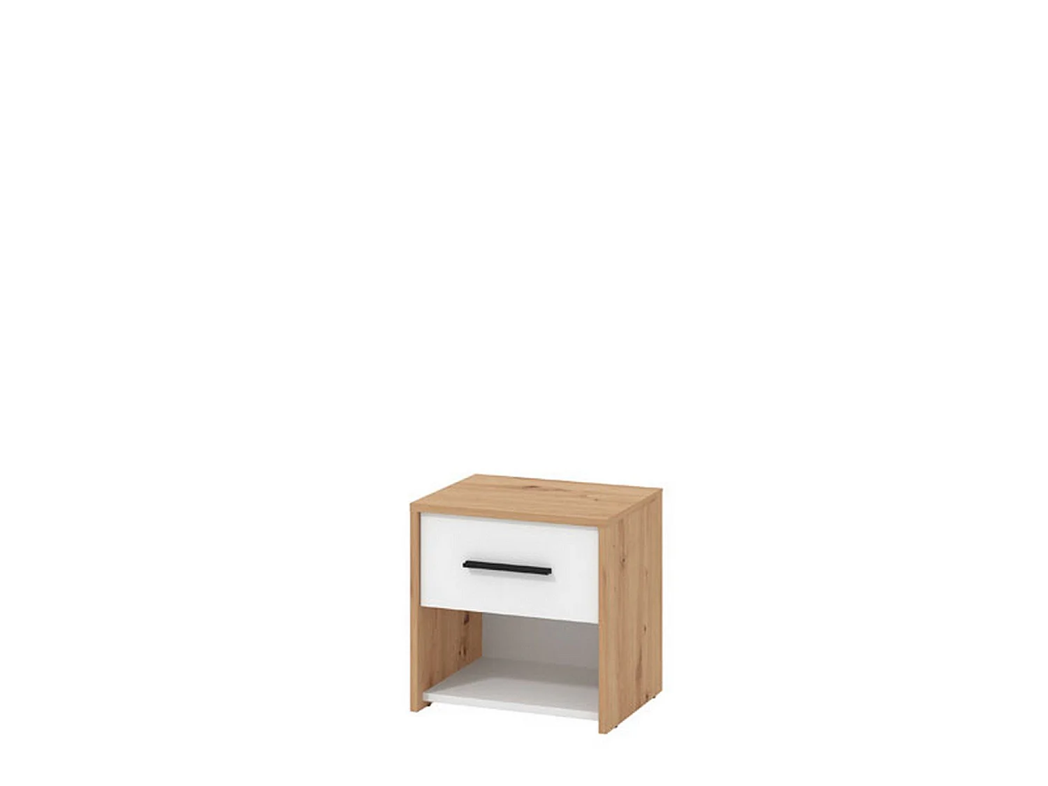 Comodino Secli, un Cassetto, 42x33x42h cm Marrone Rovere Nodi, un Ripiano, Apertura Scorrevole