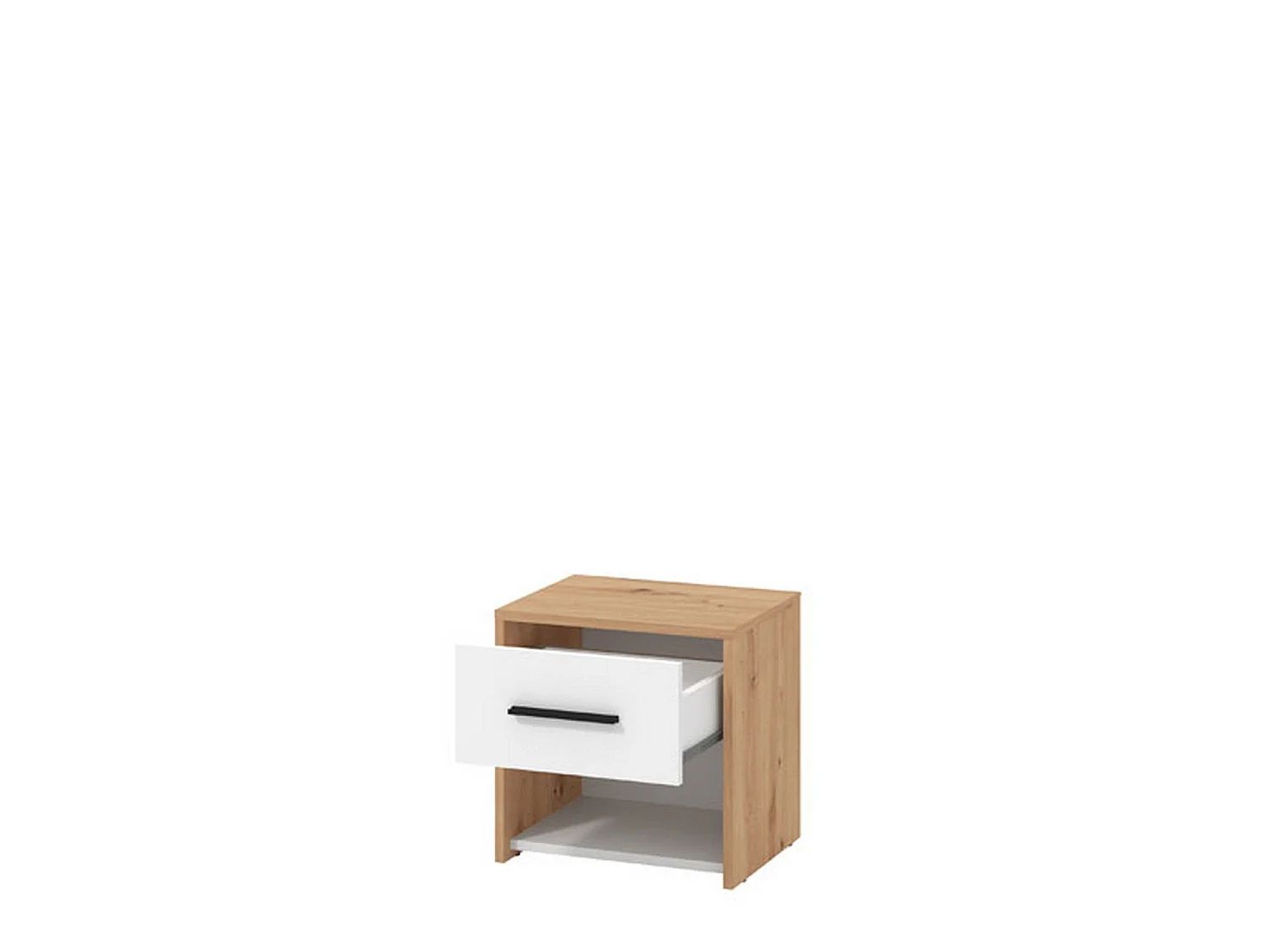 Comodino Secli, un Cassetto, 42x33x42h cm Marrone Rovere Nodi, un Ripiano, Apertura Scorrevole