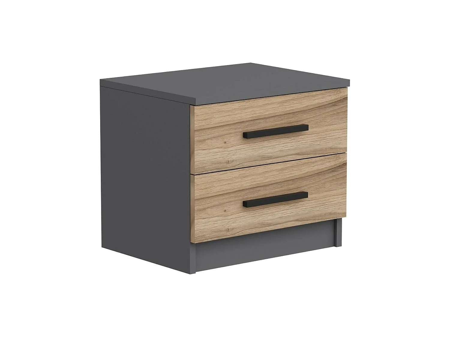 Comodino Iune, un Ripiano, 50x47x40h cm Marrone Noce, 2 Cassetti, Apertura Scorrevole