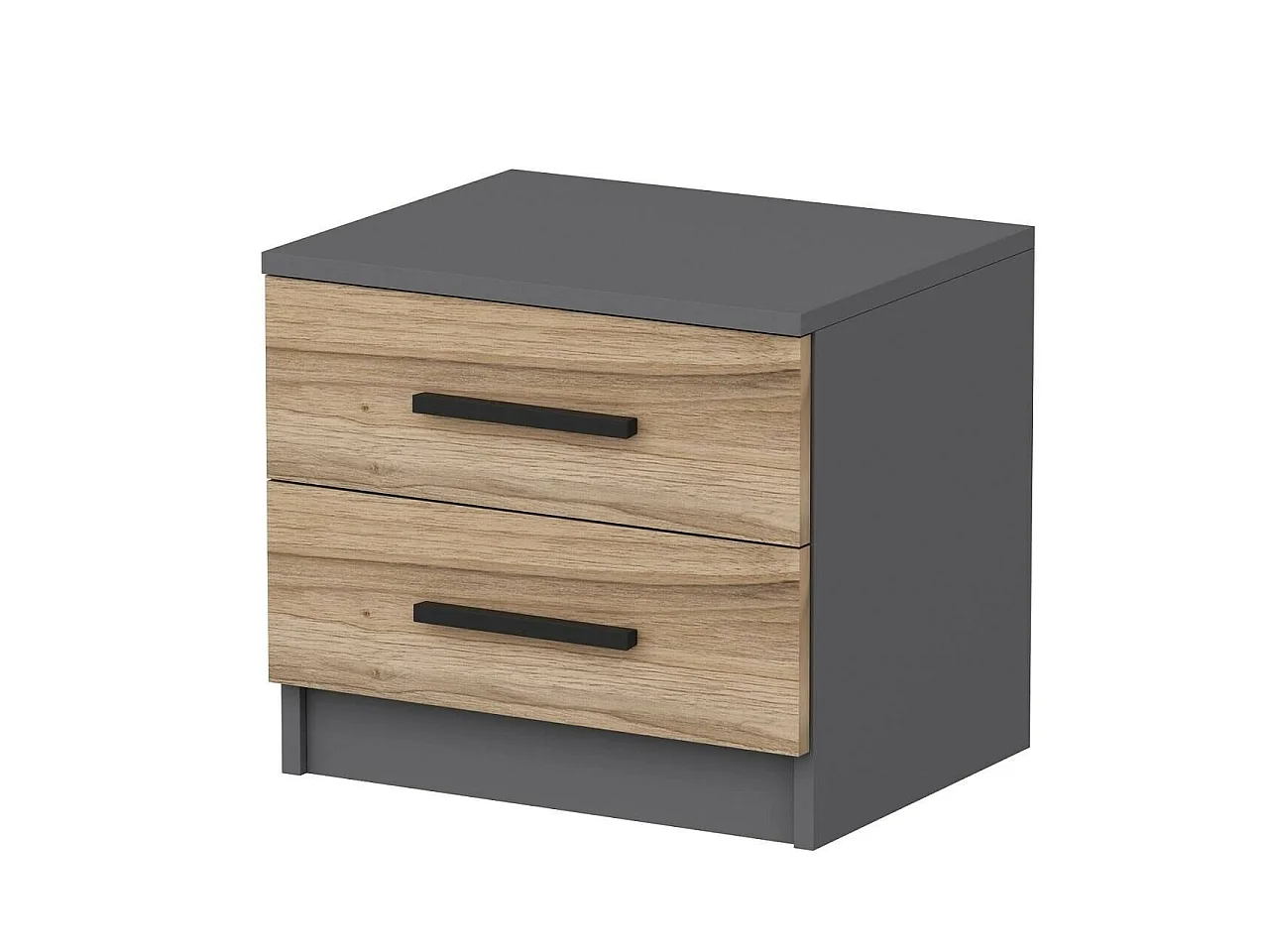 Comodino Iune, un Ripiano, 50x47x40h cm Marrone Noce, 2 Cassetti, Apertura Scorrevole