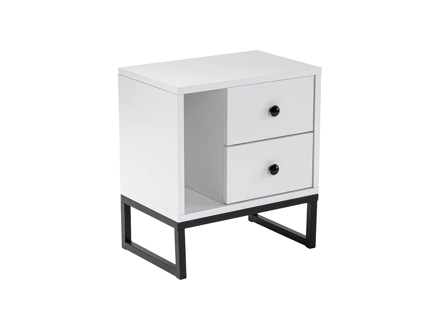 Table de chevet Rhiannon, une étagère, 29,5x45,2x50h cm Blanc