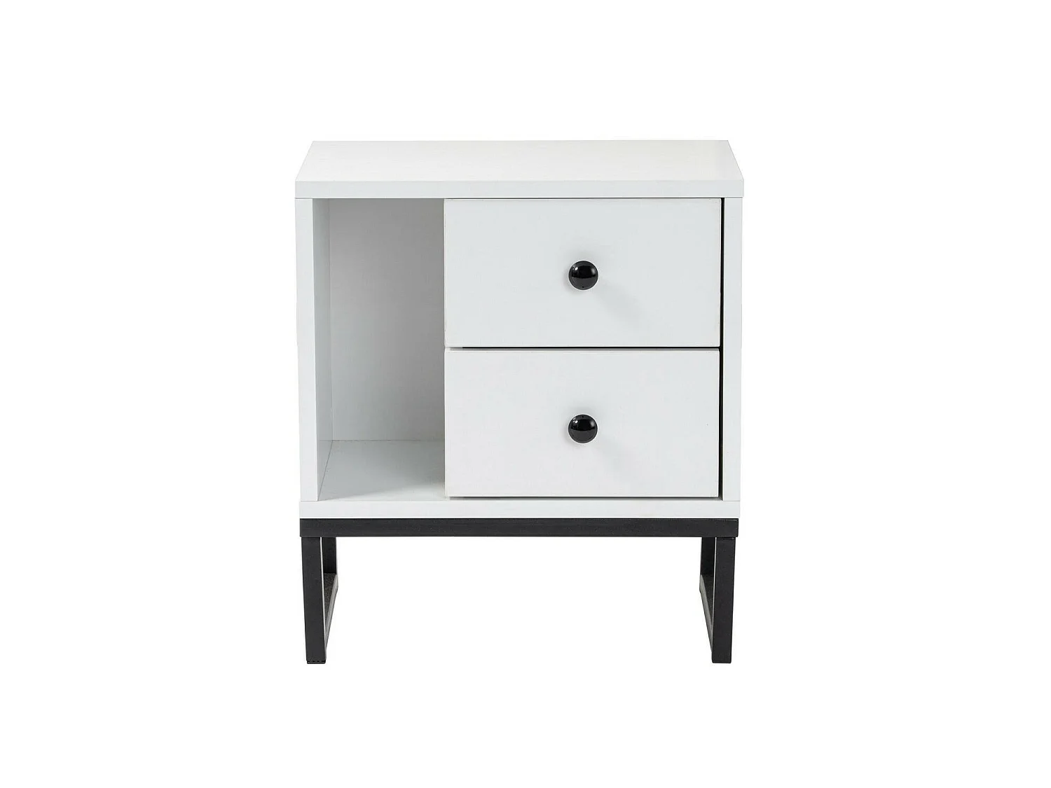 Table de chevet Rhiannon, une étagère, 29,5x45,2x50h cm Blanc