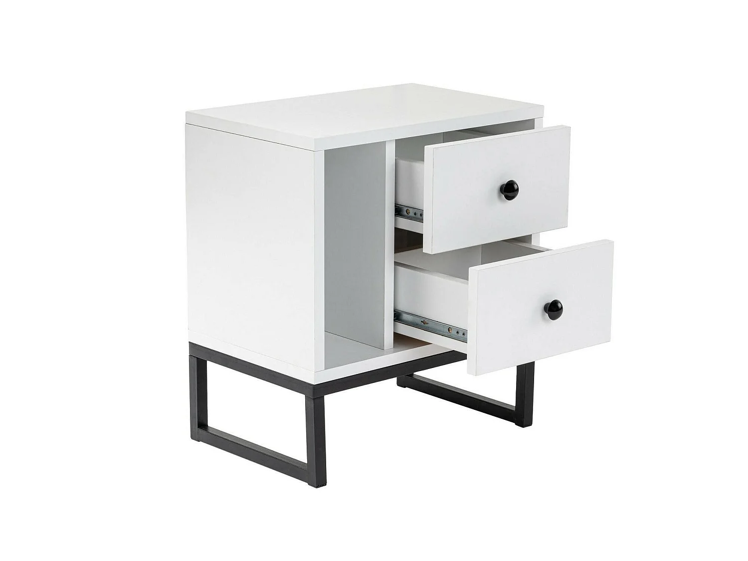 Table de chevet Rhiannon, une étagère, 29,5x45,2x50h cm Blanc