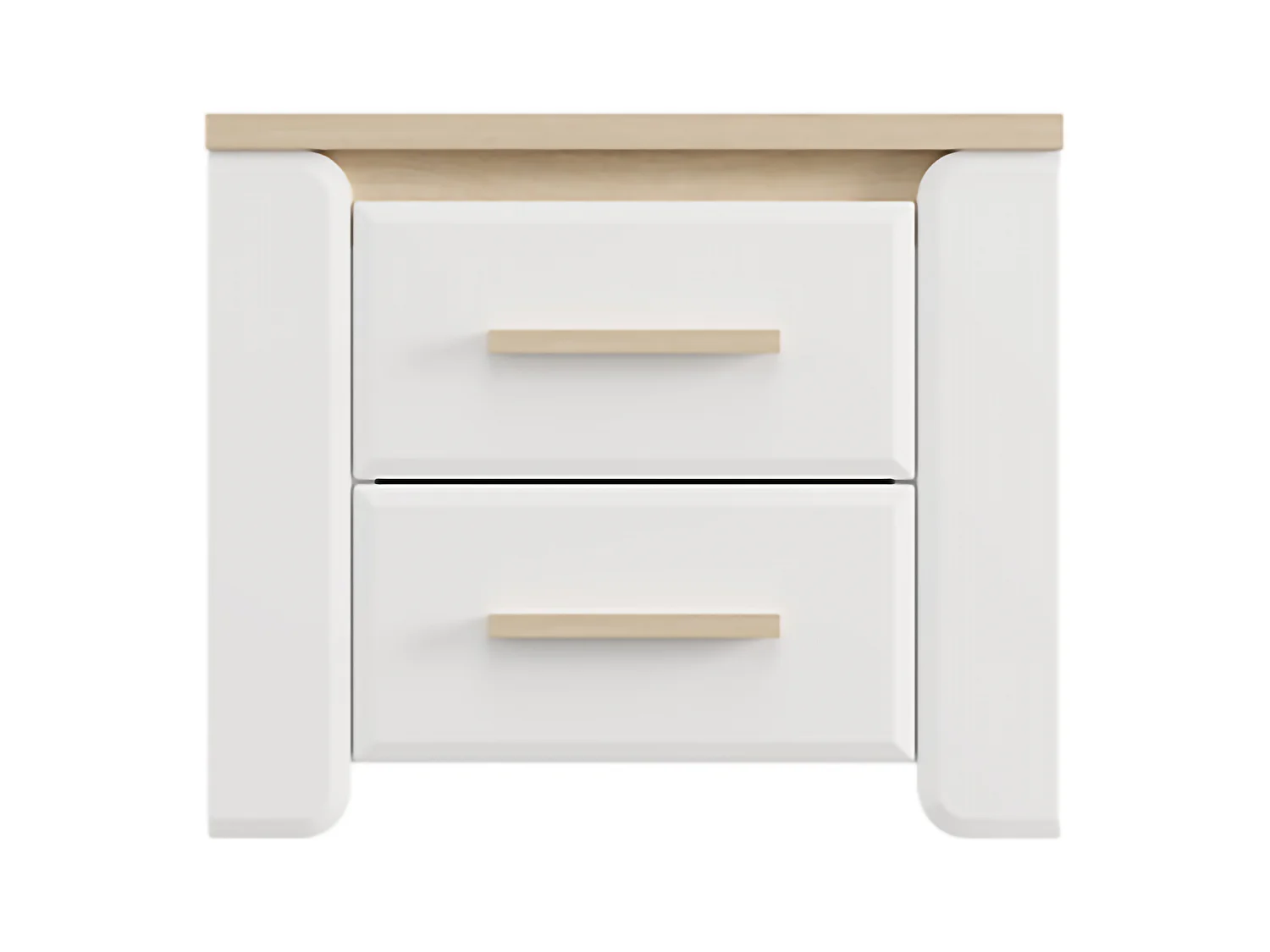Comodino Yamba, 2 Cassetti, 58x40x50h cm Bianco Opaco, un Ripiano, Apertura Scorrevole