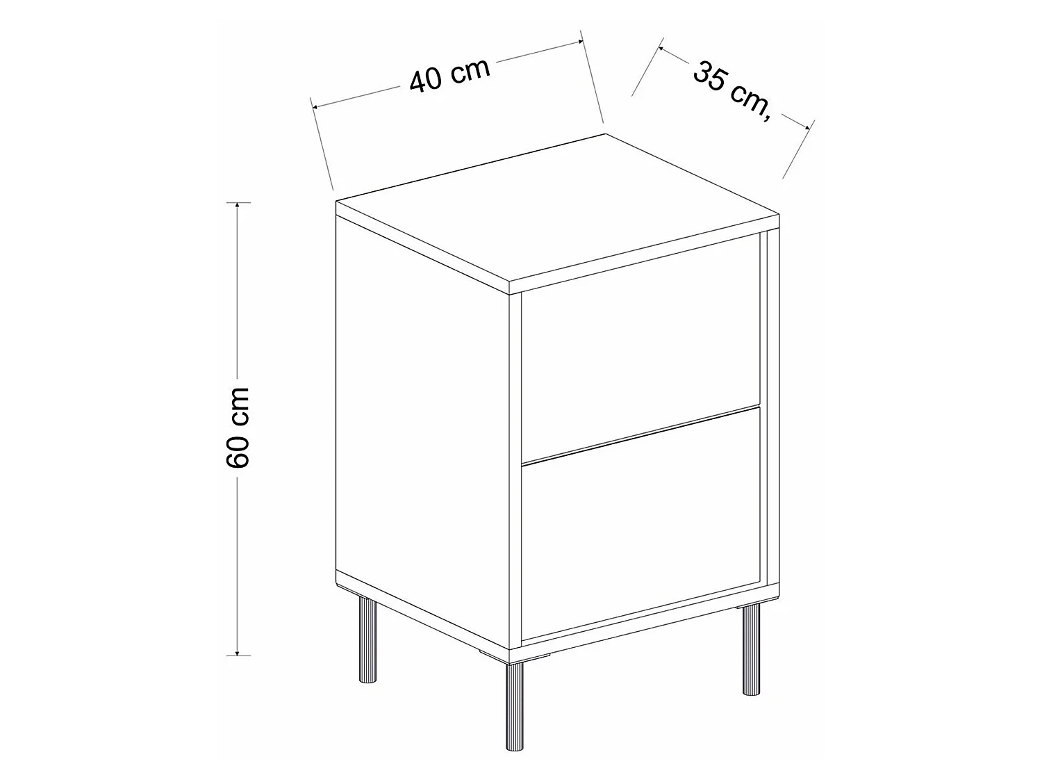Comodino Vestone, un Ripiano, 40x35x60h cm Bianco, Apertura Battente, Un'anta