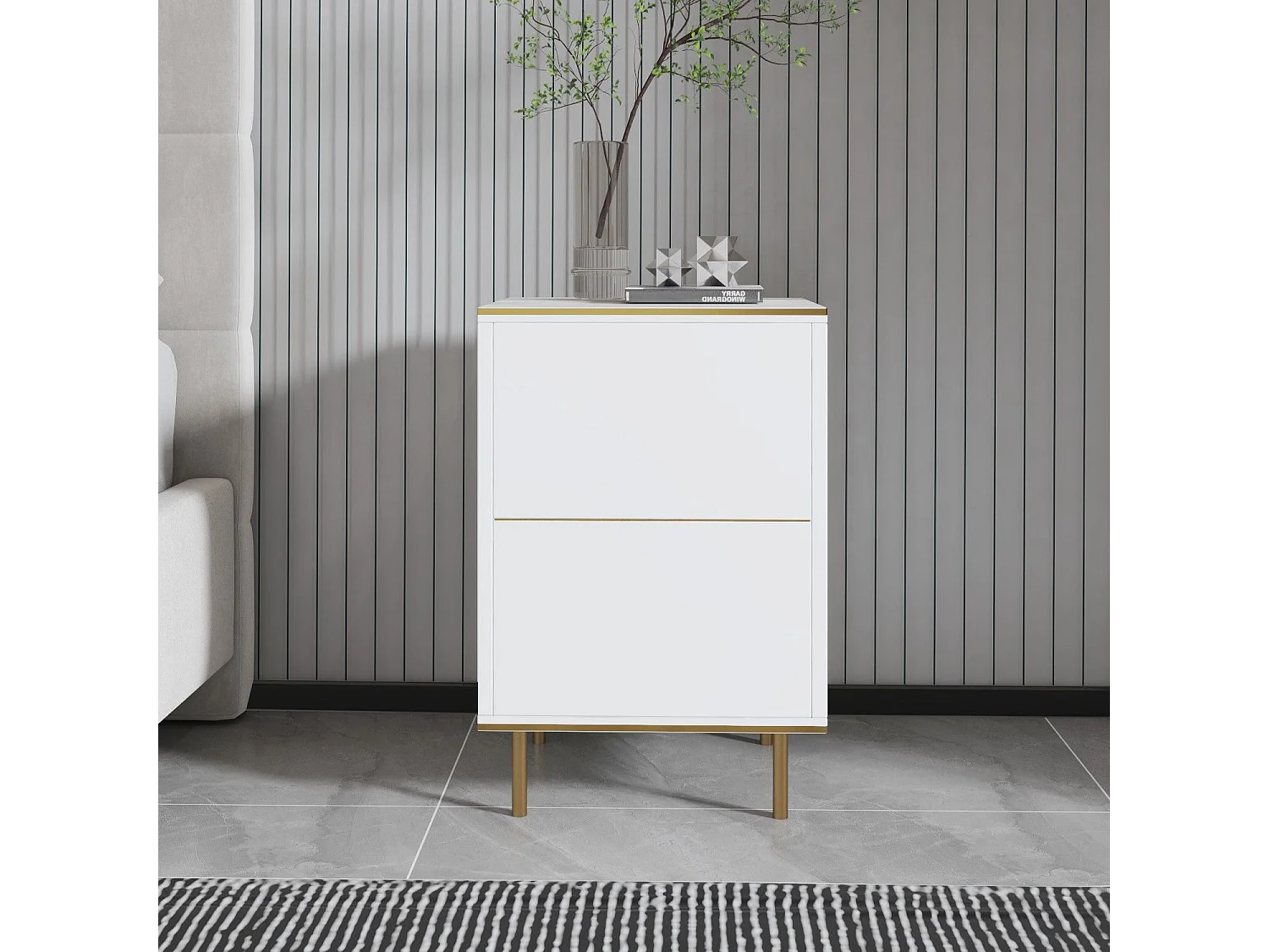 Comodino Vestone, un Ripiano, 40x35x60h cm Bianco, Apertura Battente, Un'anta