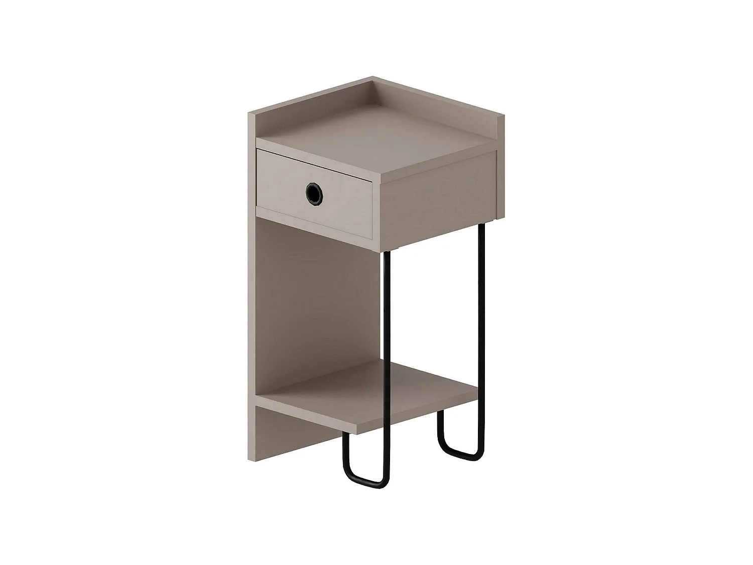 Comodino Cedro, un Cassetto, 32x30x61h cm Grigio Tortora, 2 Ripiani, Apertura Scorrevole