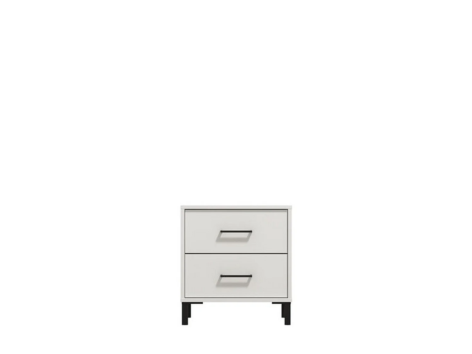 Comodino Clanezzo, un Ripiano, 48x40x52h cm Bianco, 2 Cassetti, Apertura Scorrevole
