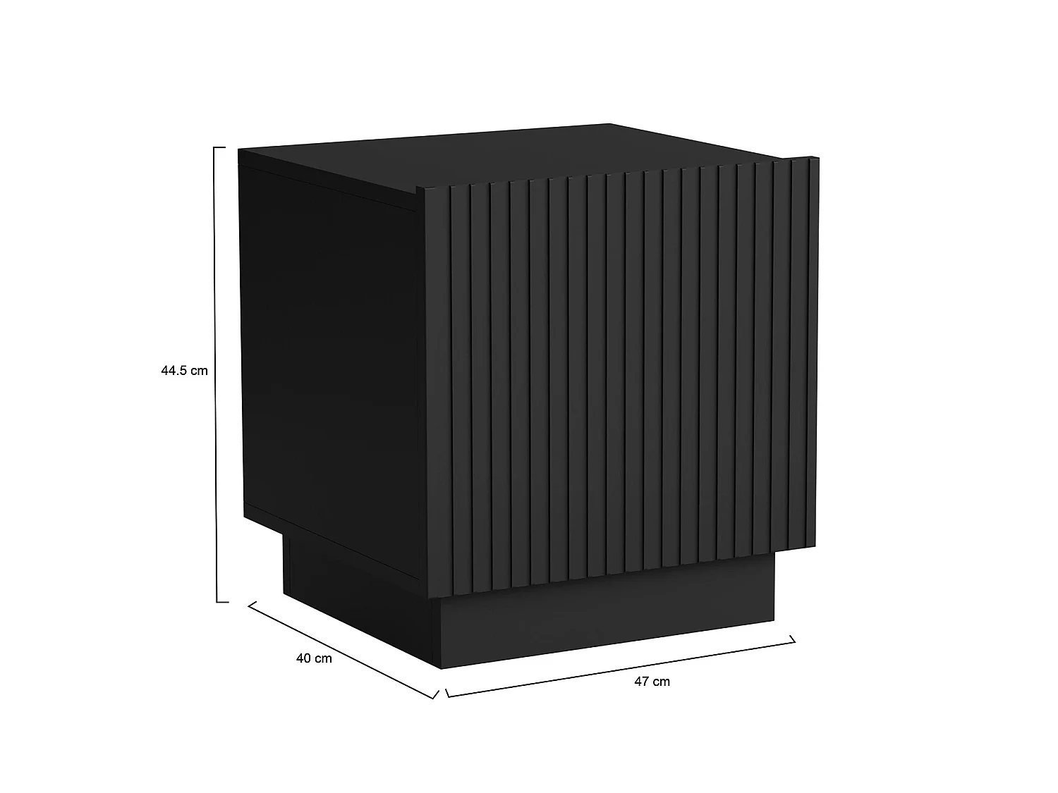 Mesa de cabeceira Revo, uma prateleira, 47x40x45h cm Preto, abertura de batente, uma porta