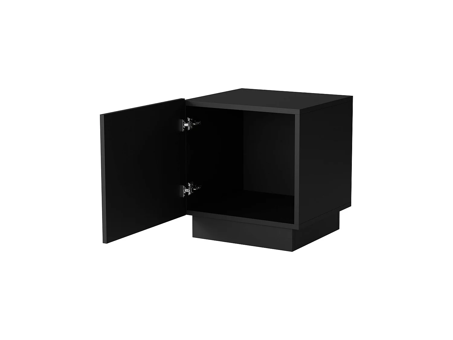 Mesa de cabeceira Revo, uma prateleira, 47x40x45h cm Preto, abertura de batente, uma porta