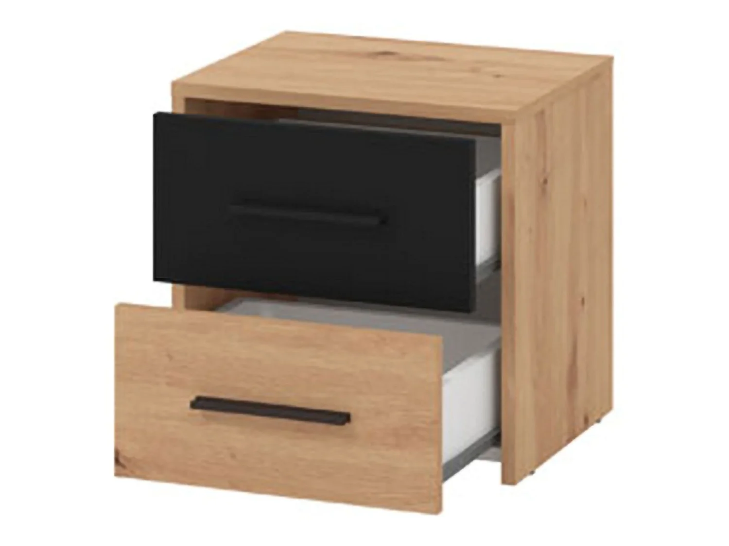 Comodino Seclii, 2 Cassetti, 42x33x42h cm Marrone Rovere Nodi, un Ripiano, Apertura Scorrevole