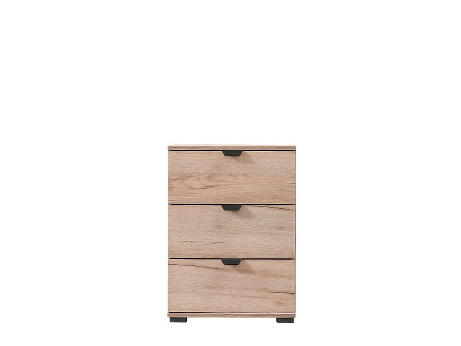 Comodino Talana, 3 Cassetti, 45x40x63h cm Marrone Rovere Grigio, un Ripiano, Apertura Scorrevole