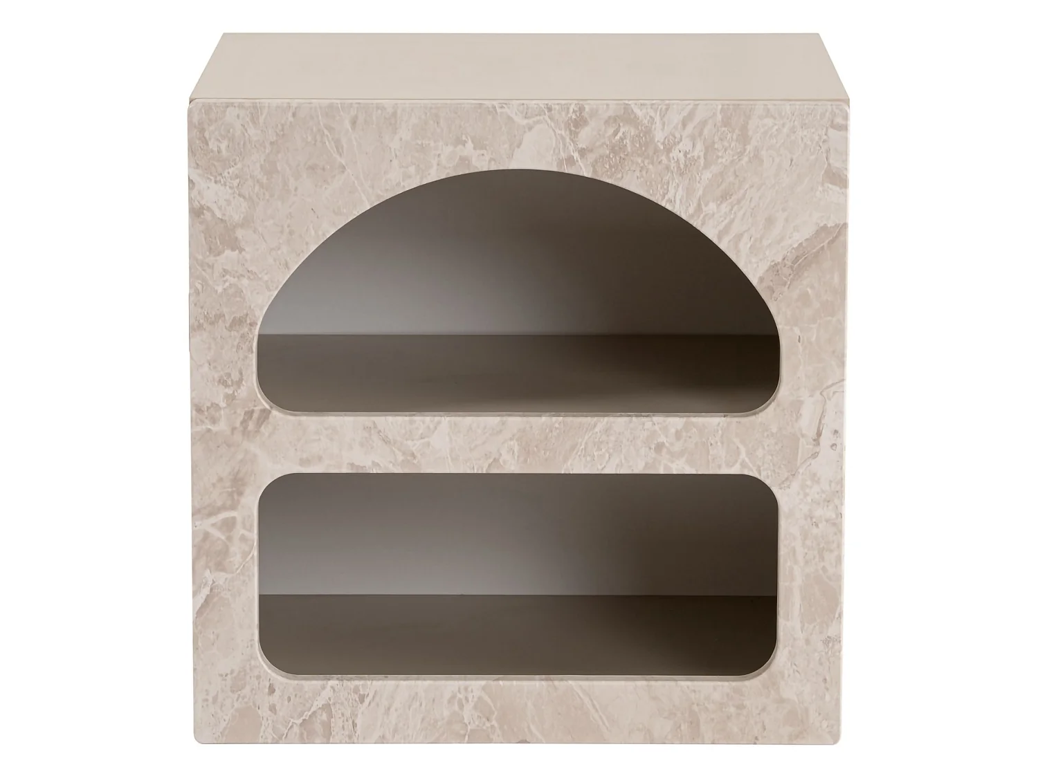 Comodino Nara, 3 Ripiani, 50x40x50h cm Bianco Marmo, Sfumatura Colore Struttura Marmo, Colore Ripiano Bianco