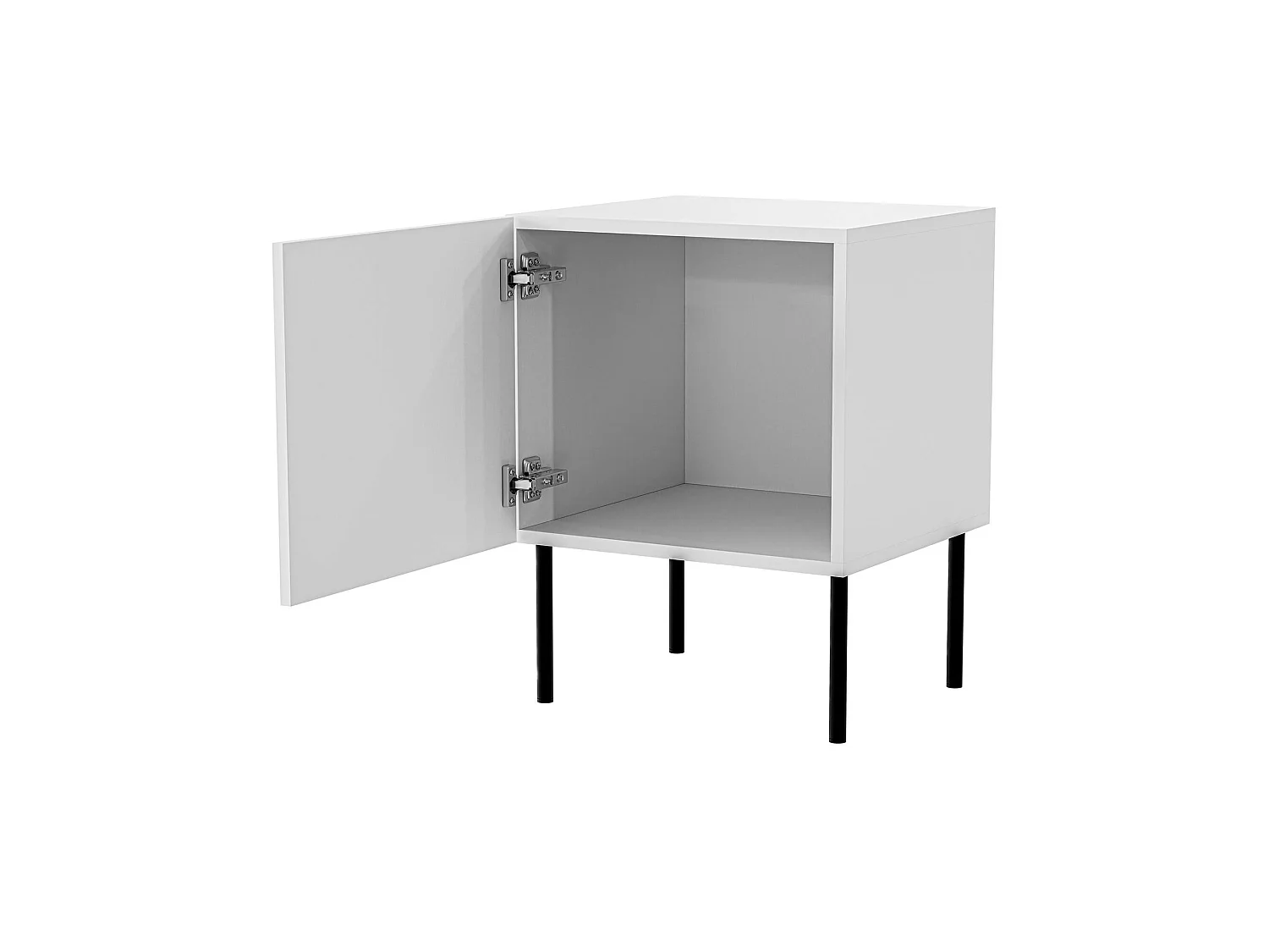 Nachtkastje Crecchio, één legplank, 45x39x59h cm wit, draaideur, één deur