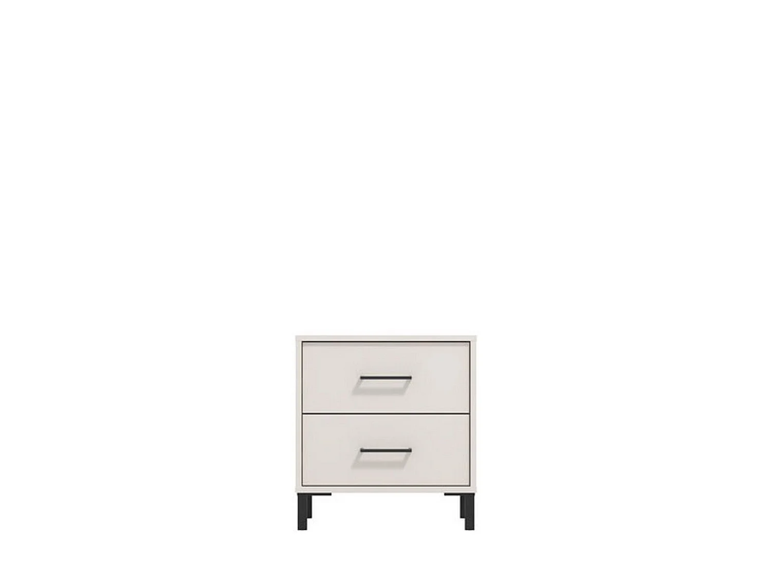 Comodino Clanezzo, 2 Cassetti, 48x40x52h cm Bianco Crema, un Ripiano, Apertura Scorrevole