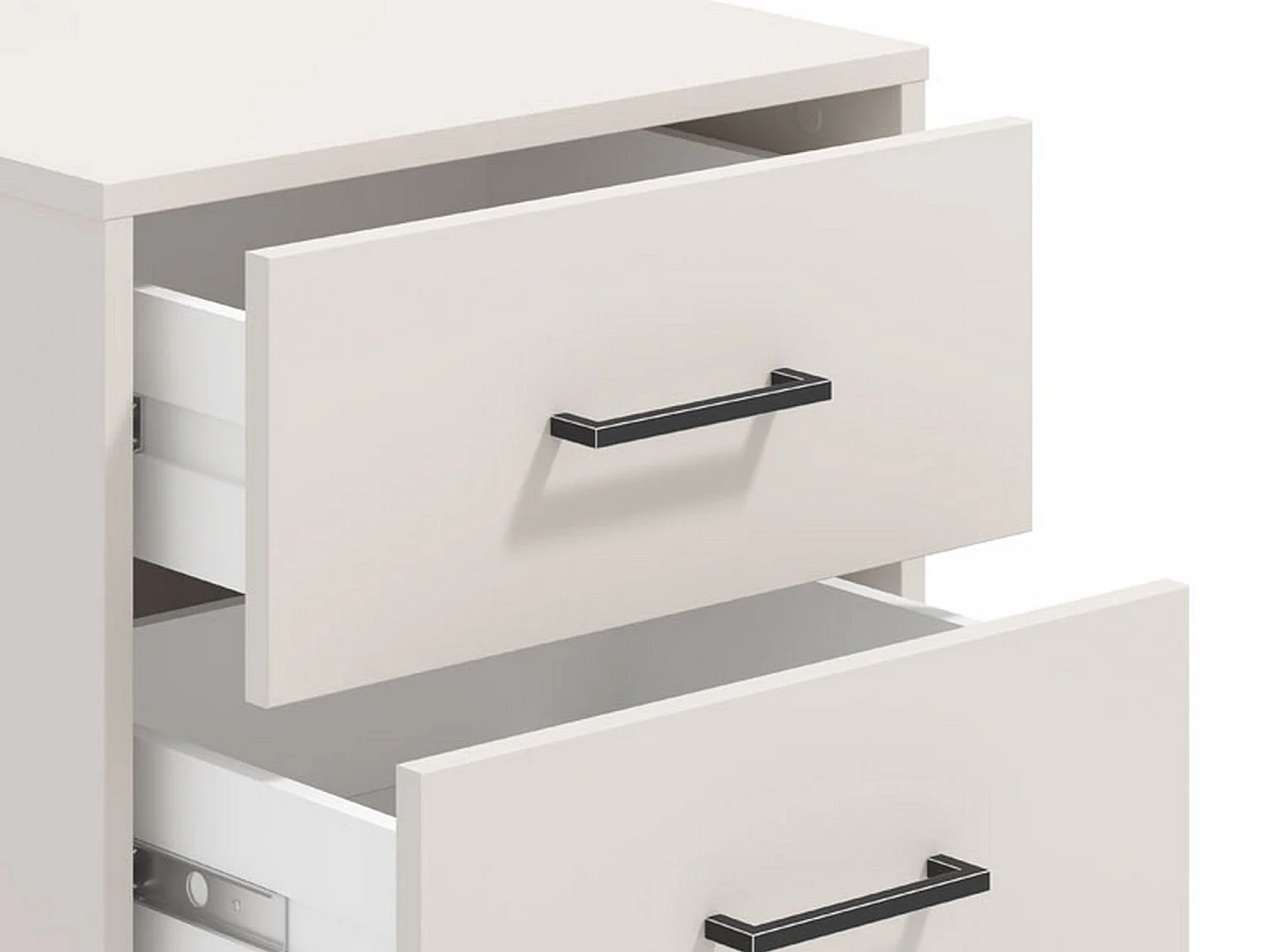 Comodino Clanezzo, 2 Cassetti, 48x40x52h cm Bianco Crema, un Ripiano, Apertura Scorrevole