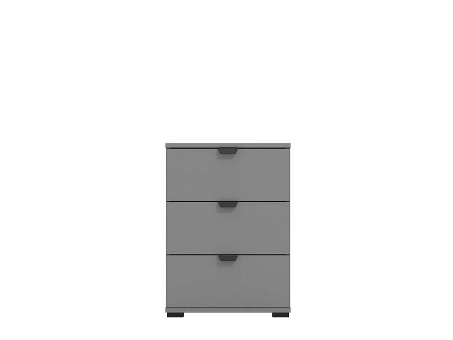 Comodino Talana, 3 Cassetti, 45x40x63h cm Nero Antracite, un Ripiano, Apertura Scorrevole