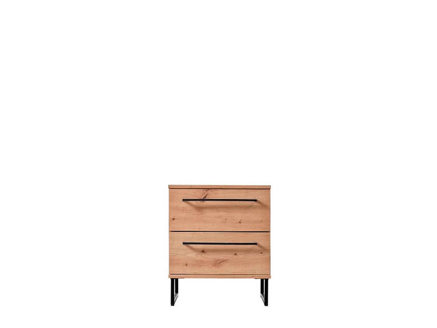 Comodino Cerignone, 2 Cassetti, 46x35x54h cm Marrone Rovere Nodi, un Ripiano, Apertura Scorrevole